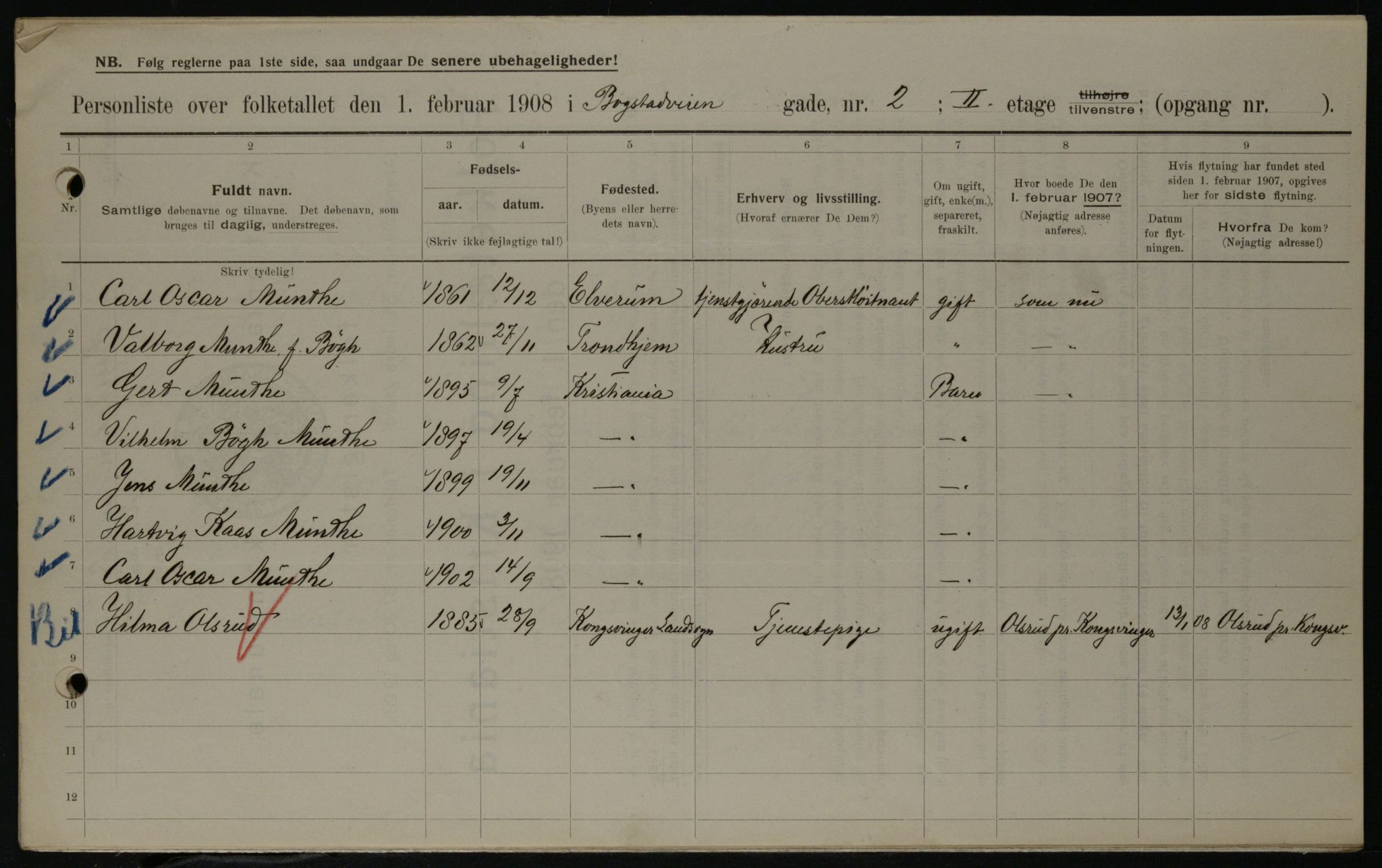 OBA, Kommunal folketelling 1.2.1908 for Kristiania kjøpstad, 1908, s. 6621