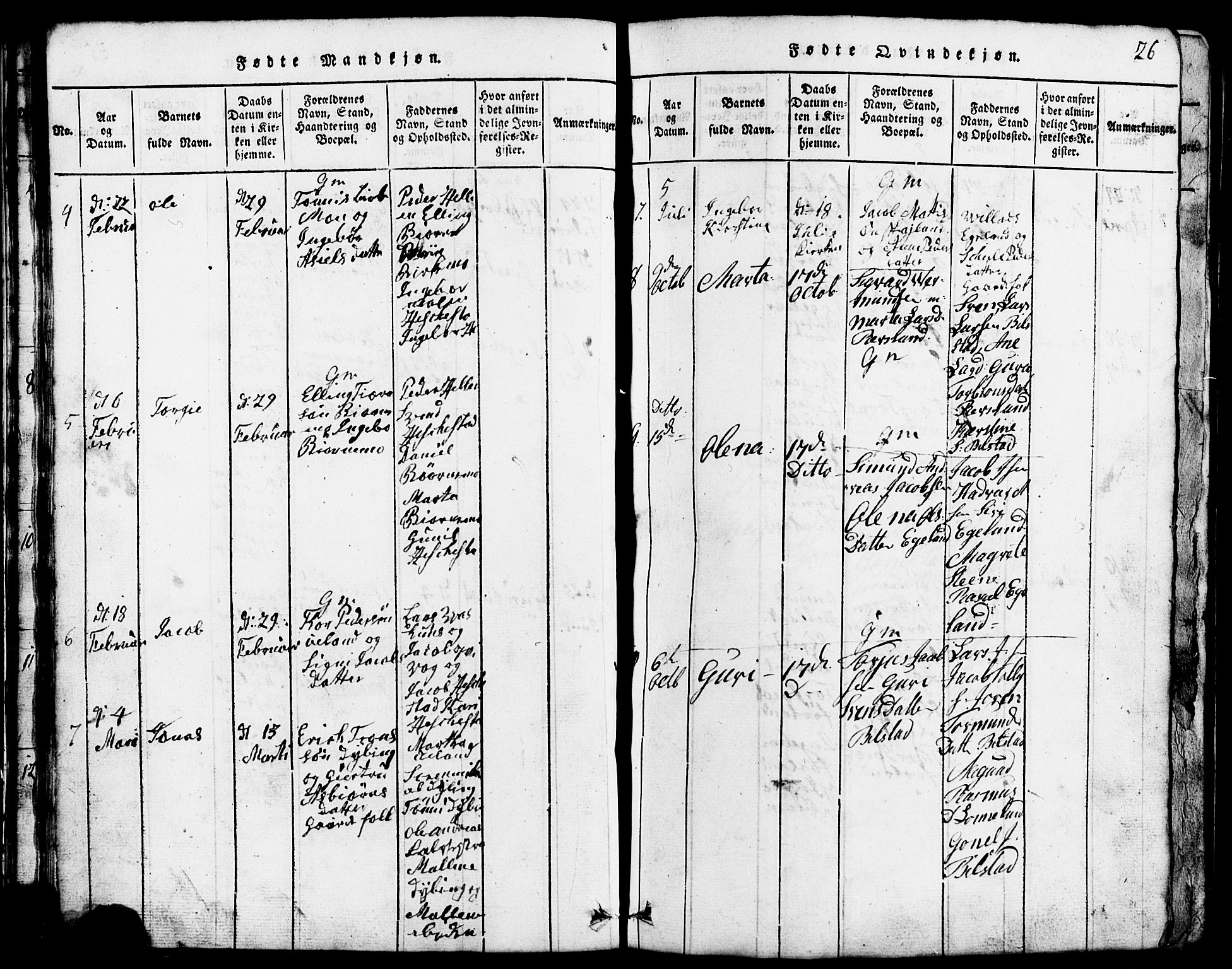 Lund sokneprestkontor, AV/SAST-A-101809/S07/L0001: Klokkerbok nr. B 1, 1815-1853, s. 26