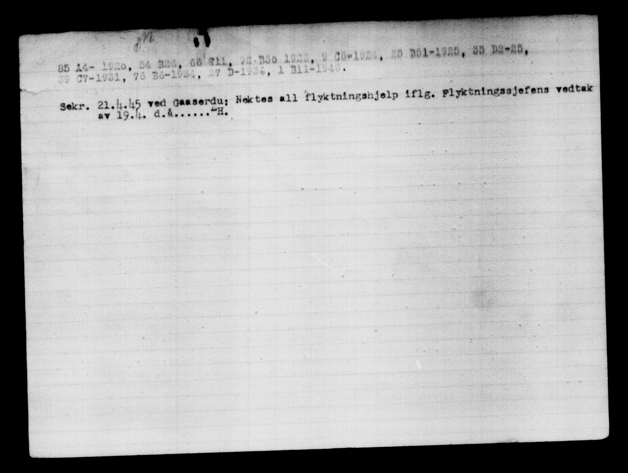 Utenriksstasjonene, Legasjonen i Stockholm, Flyktningkontoret, AV/RA-S-6753/V/Va/L0012: Kjesäterkartoteket, flyktninger med registreringsnr. 28300-31566, 1940-1945, s. 480