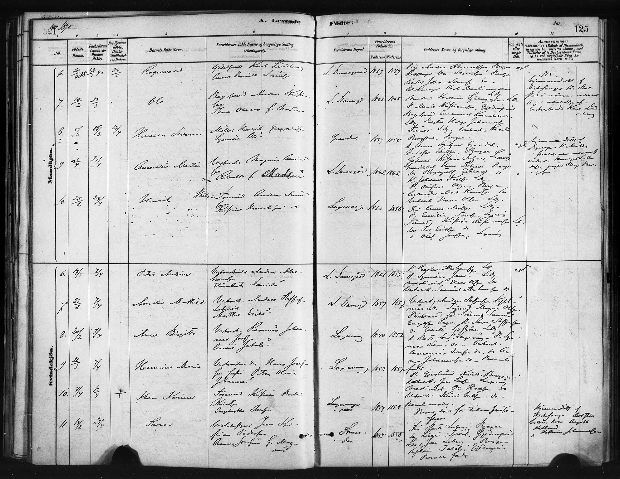Askøy Sokneprestembete, AV/SAB-A-74101/H/Ha/Haa/Haae/L0002: Ministerialbok nr. E 2, 1878-1891, s. 125