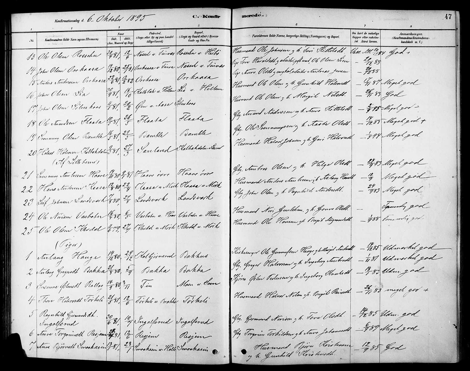 Heddal kirkebøker, AV/SAKO-A-268/F/Fa/L0009: Ministerialbok nr. I 9, 1878-1903, s. 47