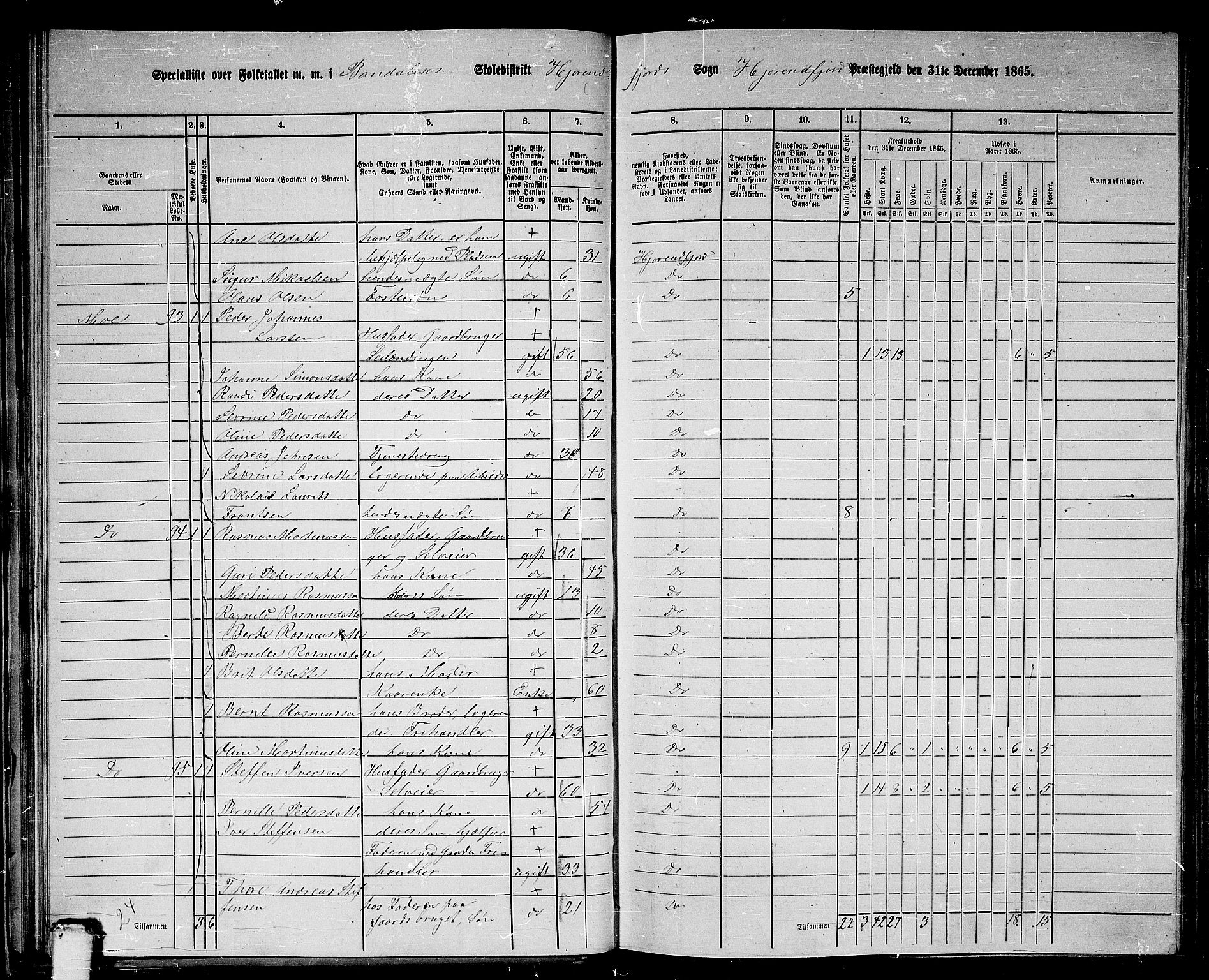 RA, Folketelling 1865 for 1522P Hjørundfjord prestegjeld, 1865, s. 42