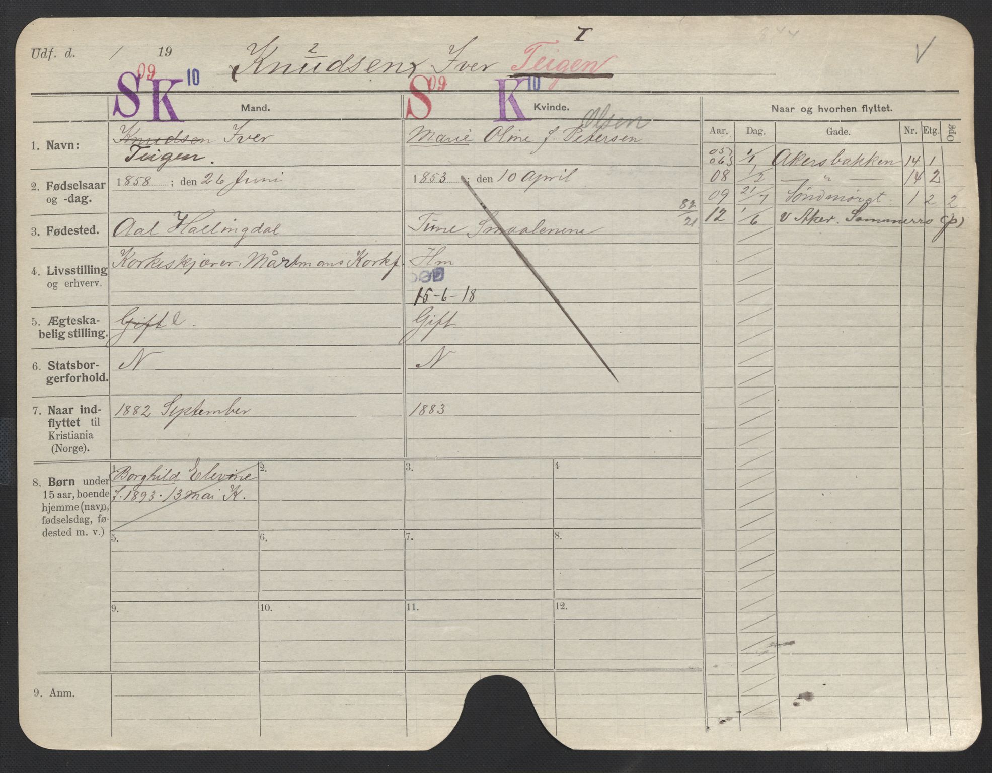 Oslo folkeregister, Registerkort, SAO/A-11715/F/Fa/Fac/L0011: Menn, 1906-1914, s. 52a