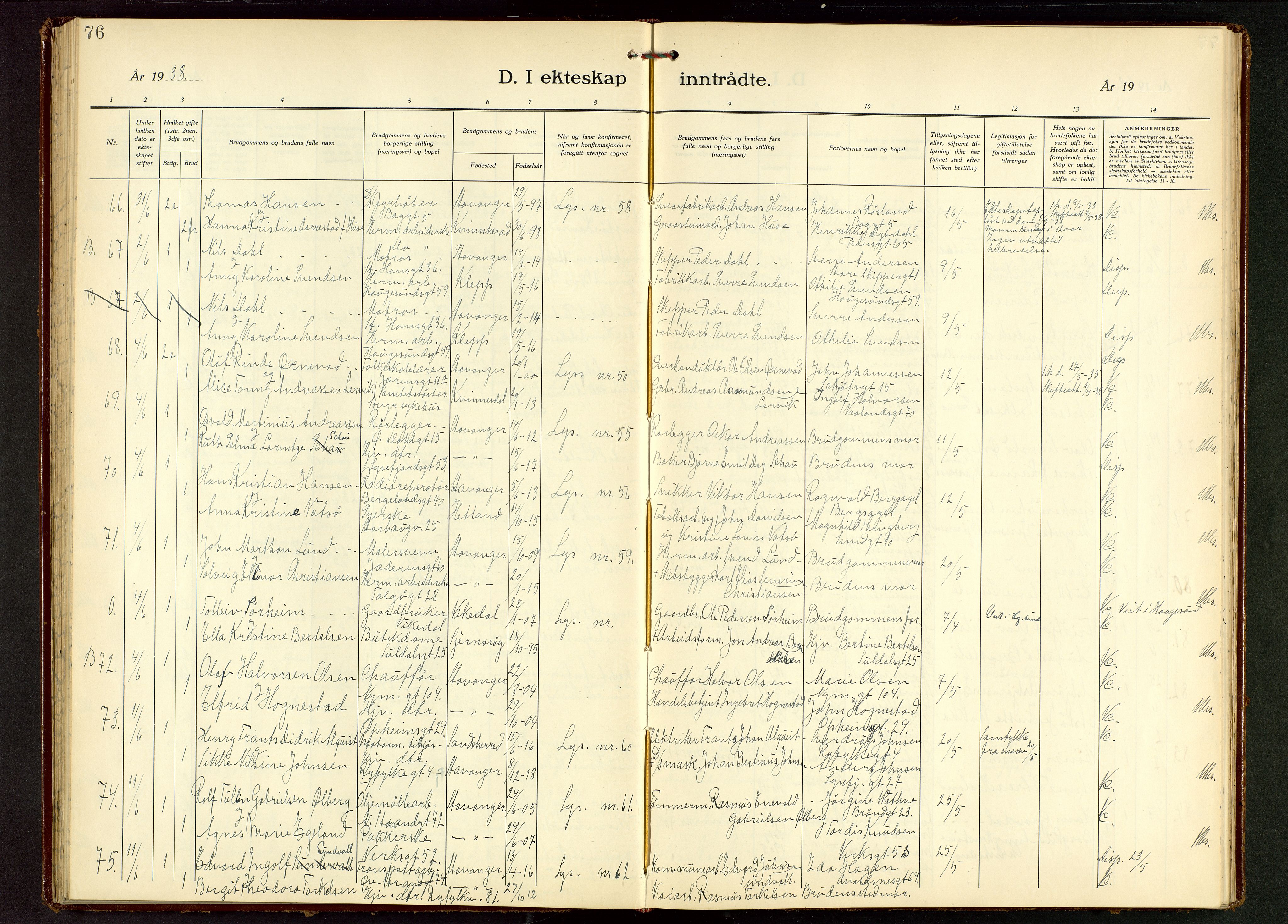 St. Johannes sokneprestkontor, AV/SAST-A-101814/001/30/30BB/L0010: Klokkerbok nr. B 10, 1933-1946, s. 76
