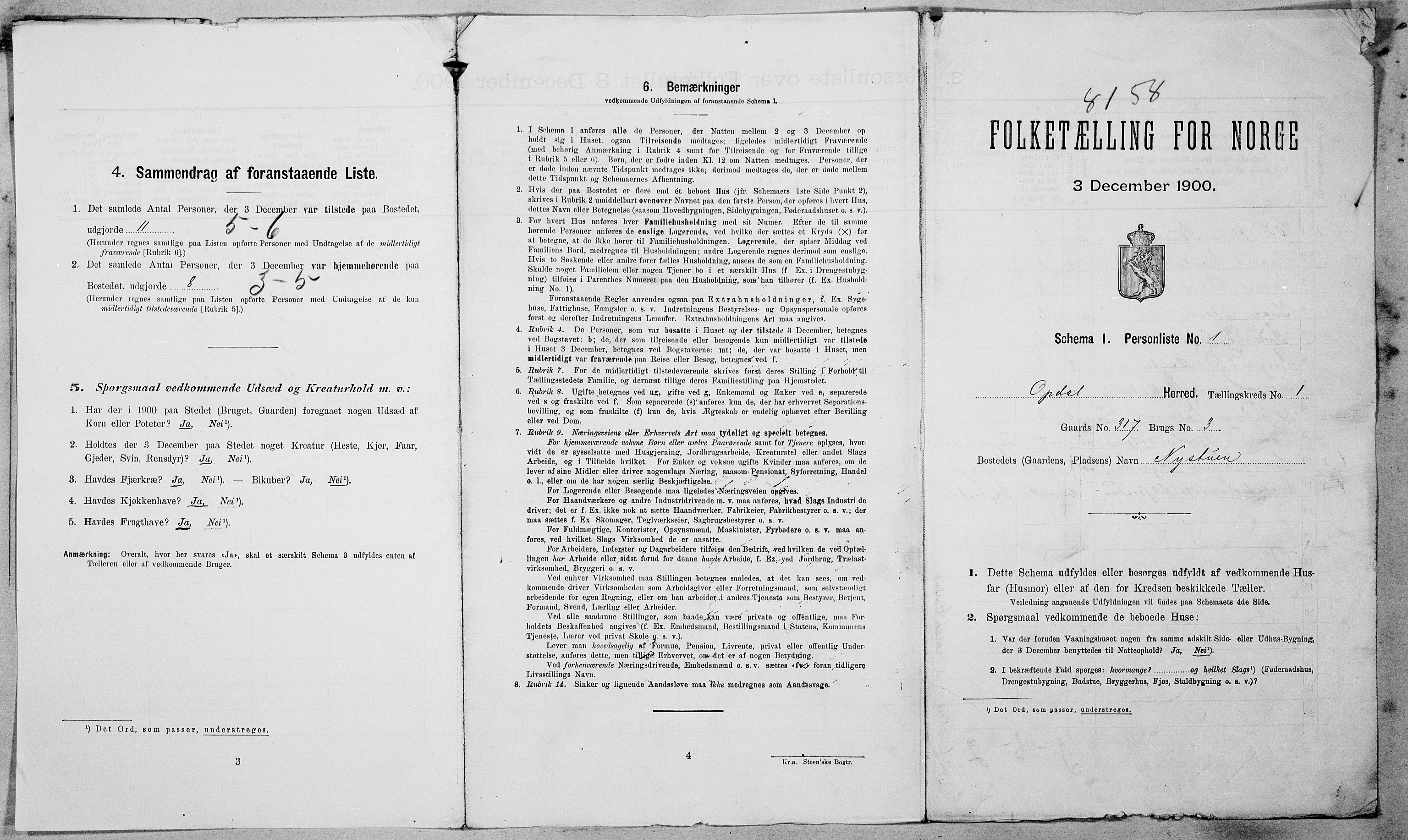 SAT, Folketelling 1900 for 1634 Oppdal herred, 1900, s. 104