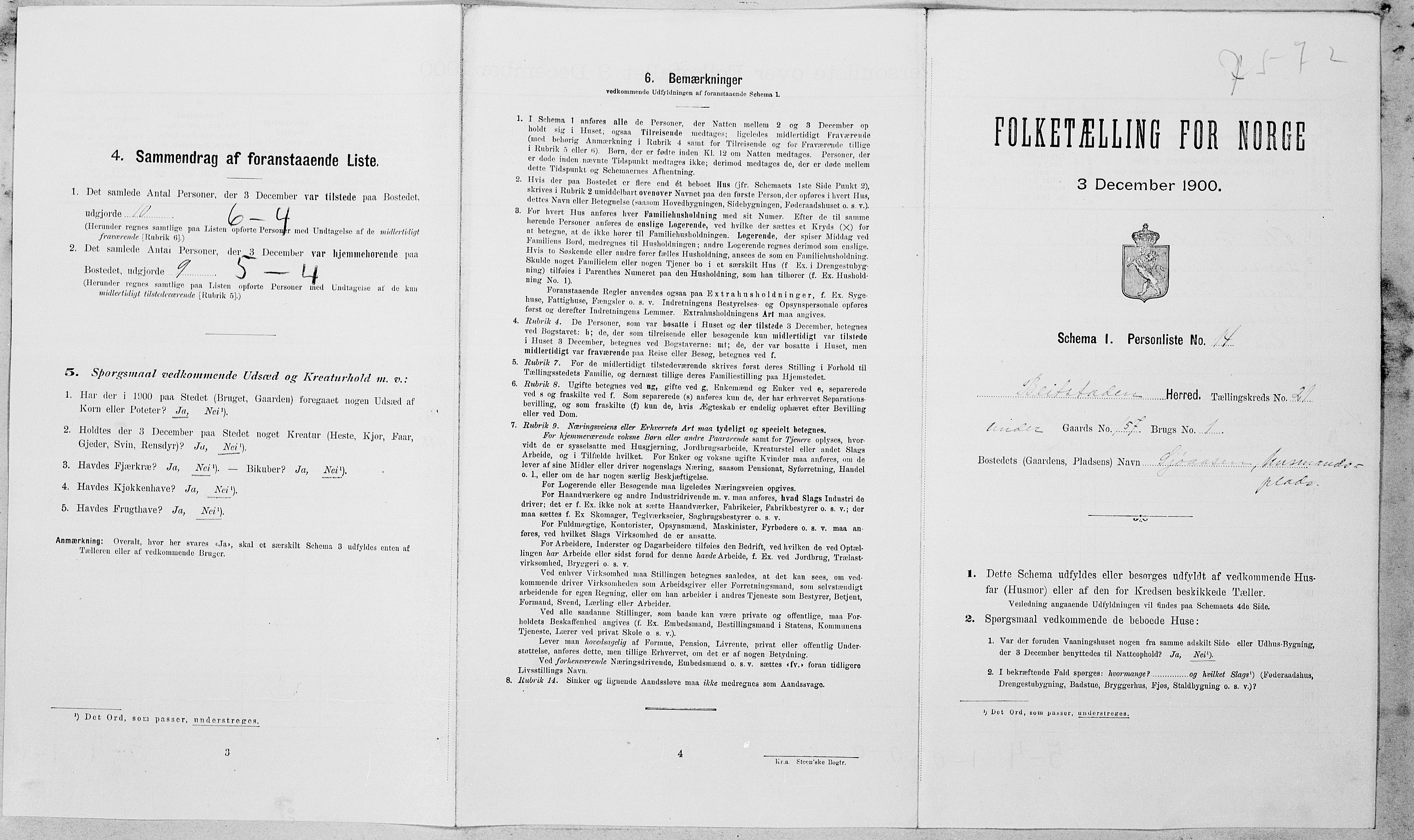 SAT, Folketelling 1900 for 1727 Beitstad herred, 1900, s. 1460