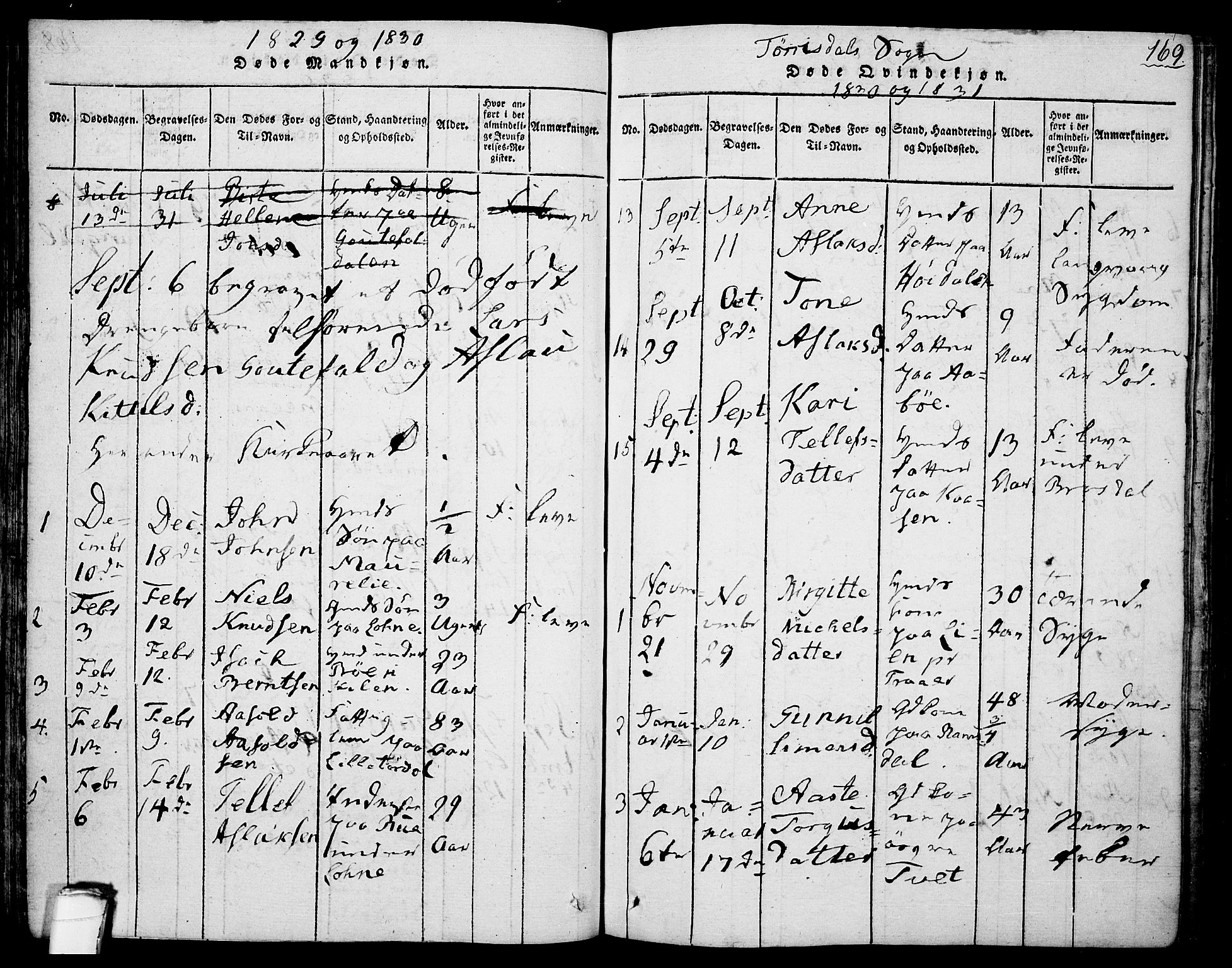 Drangedal kirkebøker, AV/SAKO-A-258/F/Fa/L0005: Ministerialbok nr. 5 /2, 1814-1831, s. 169