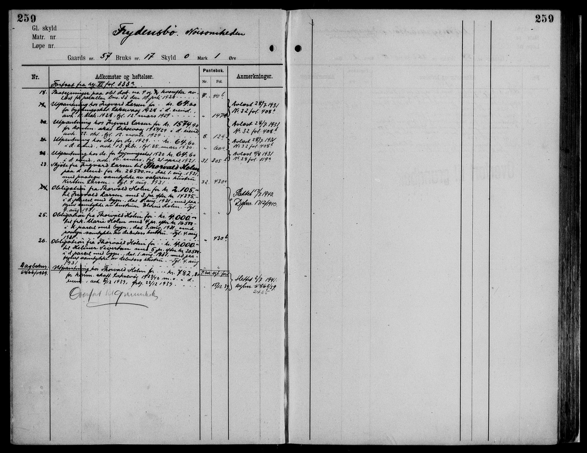 Midhordland sorenskriveri, AV/SAB-A-3001/1/G/Ga/Gab/L0116: Panteregister nr. II.A.b.116, s. 259