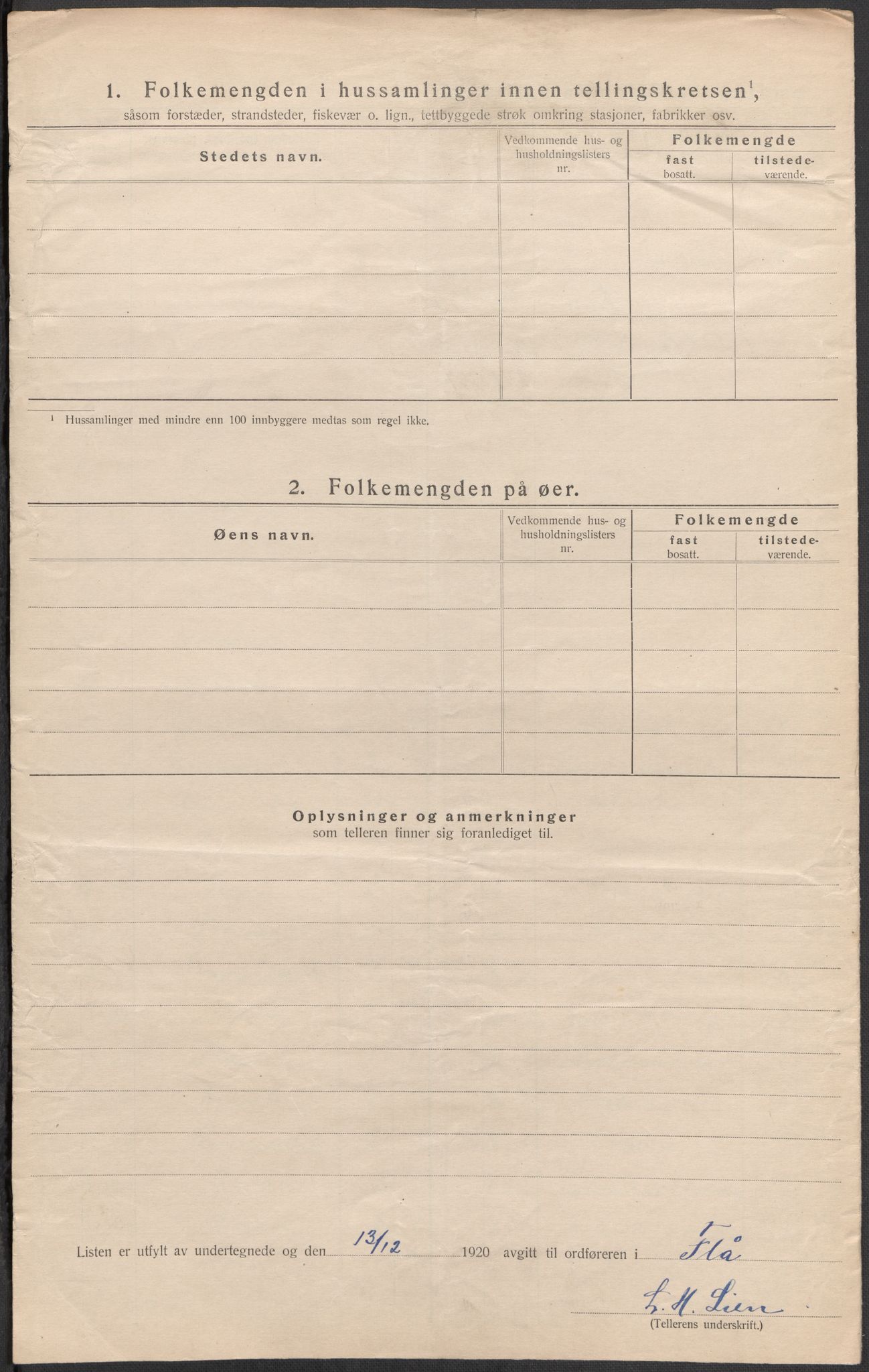 SAKO, Folketelling 1920 for 0615 Flå herred, 1920, s. 27