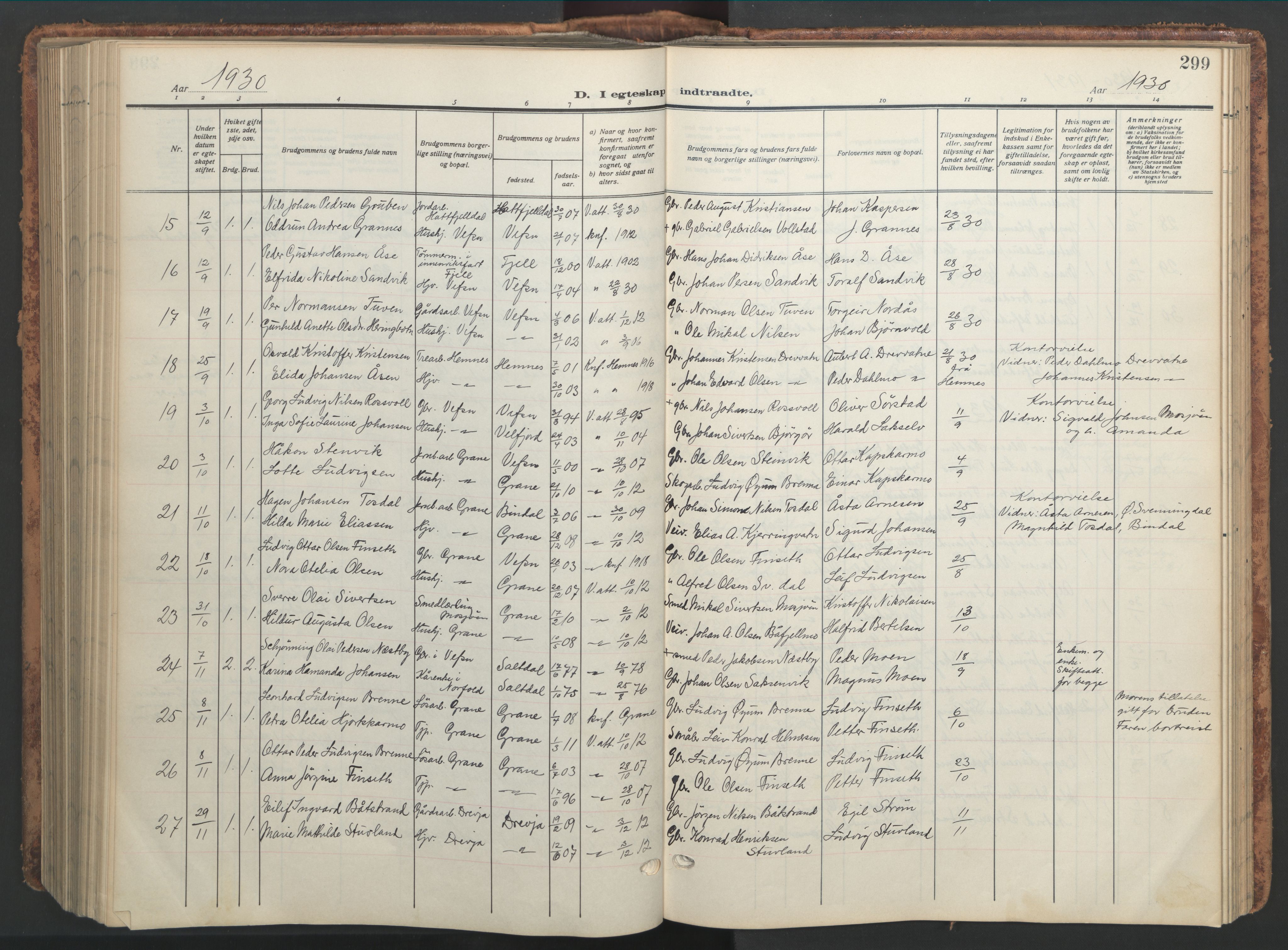 Ministerialprotokoller, klokkerbøker og fødselsregistre - Nordland, AV/SAT-A-1459/820/L0302: Klokkerbok nr. 820C04, 1917-1948, s. 299