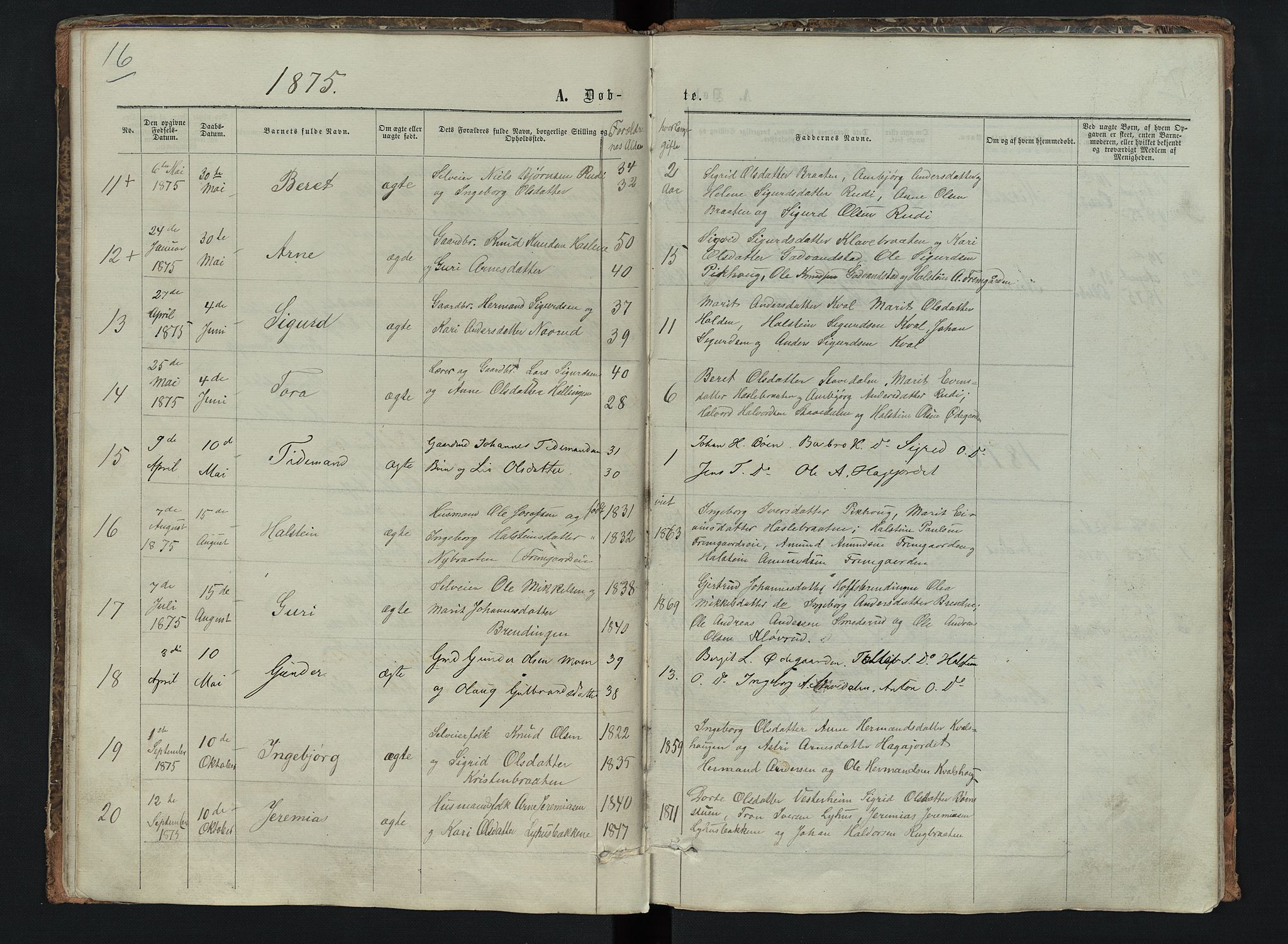 Sør-Aurdal prestekontor, AV/SAH-PREST-128/H/Ha/Hab/L0006: Klokkerbok nr. 6, 1866-1893, s. 16