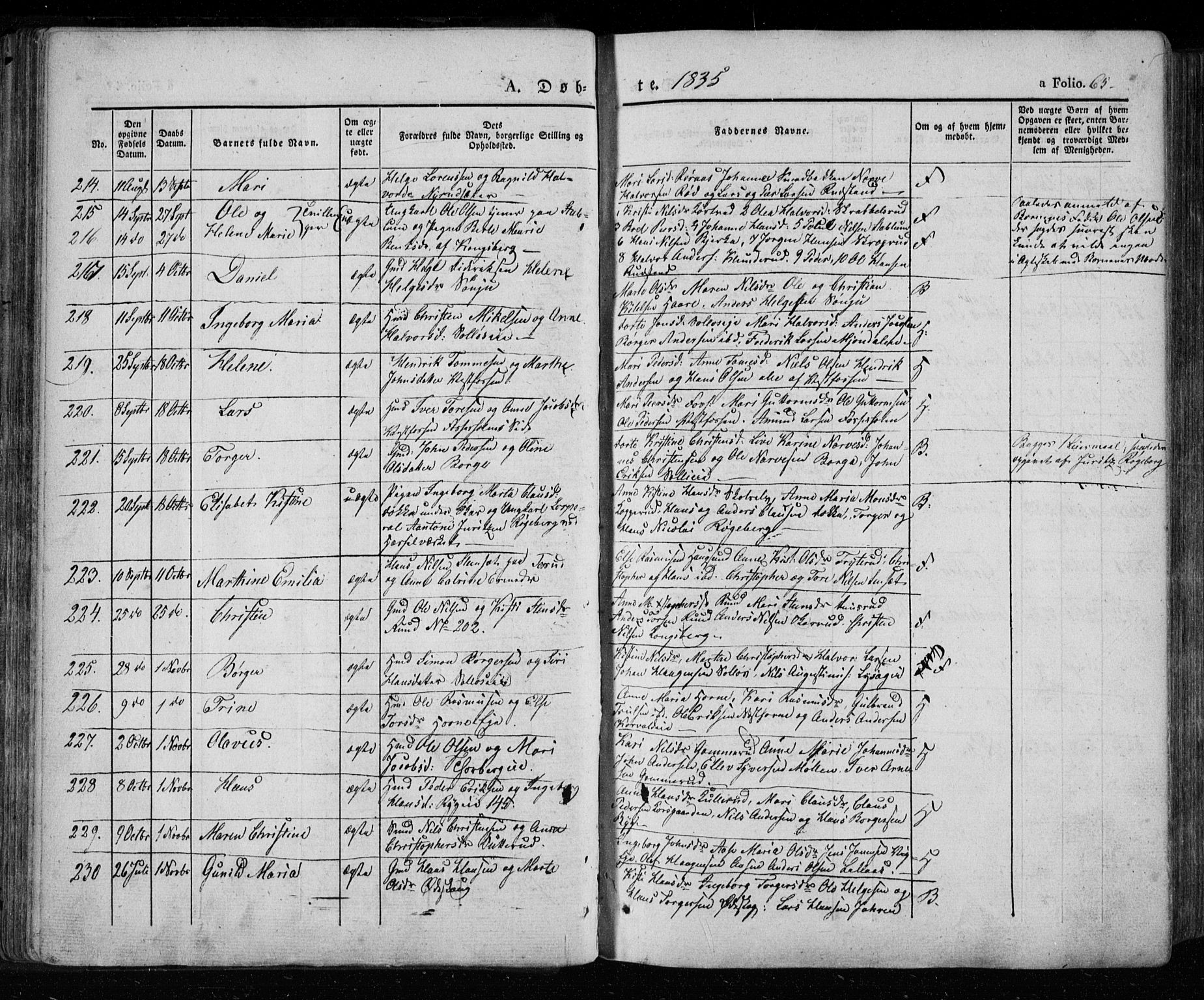 Eiker kirkebøker, AV/SAKO-A-4/F/Fa/L0013a: Ministerialbok nr. I 13A, 1832-1845, s. 65