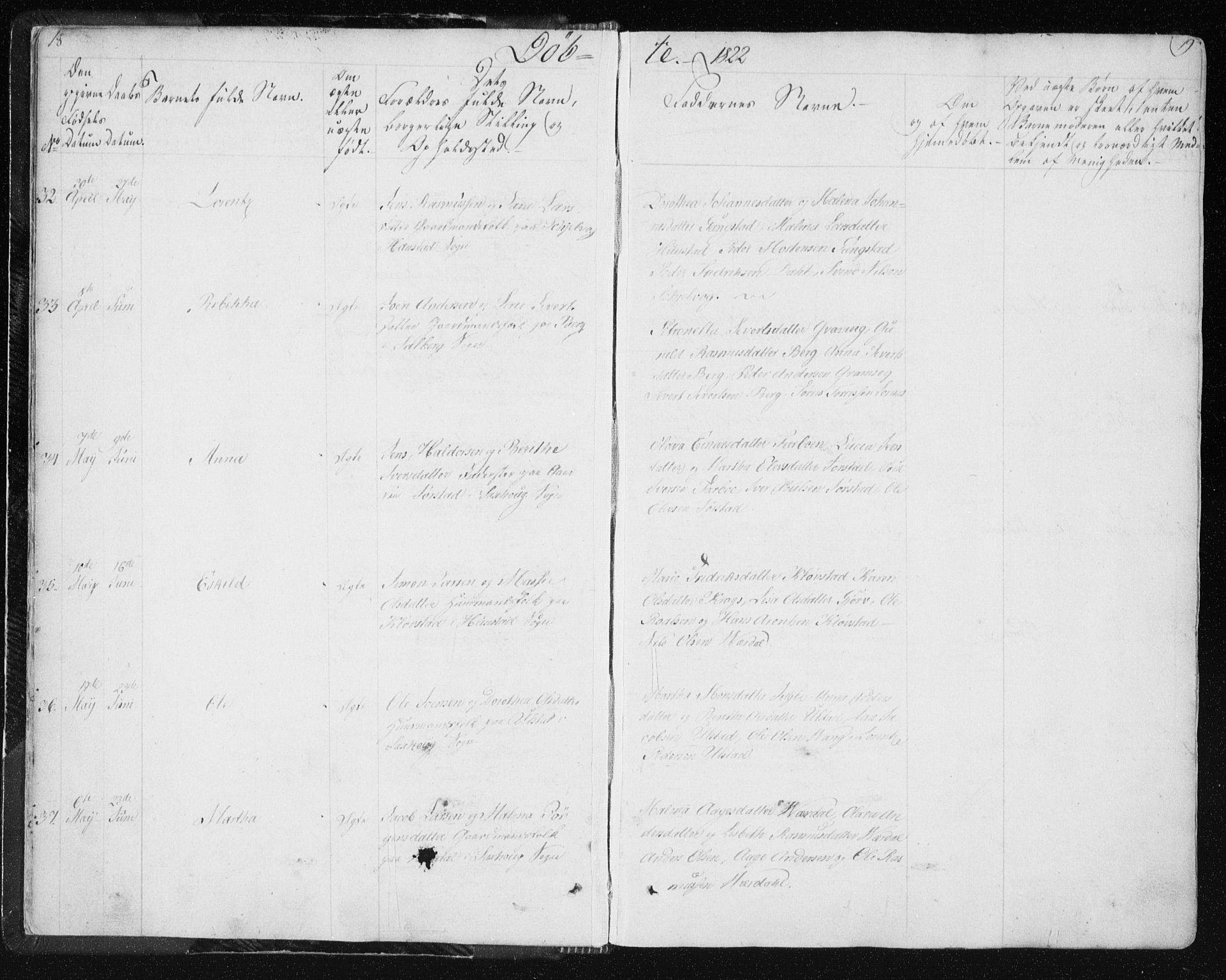 Ministerialprotokoller, klokkerbøker og fødselsregistre - Nord-Trøndelag, AV/SAT-A-1458/730/L0276: Ministerialbok nr. 730A05, 1822-1830, s. 18-19