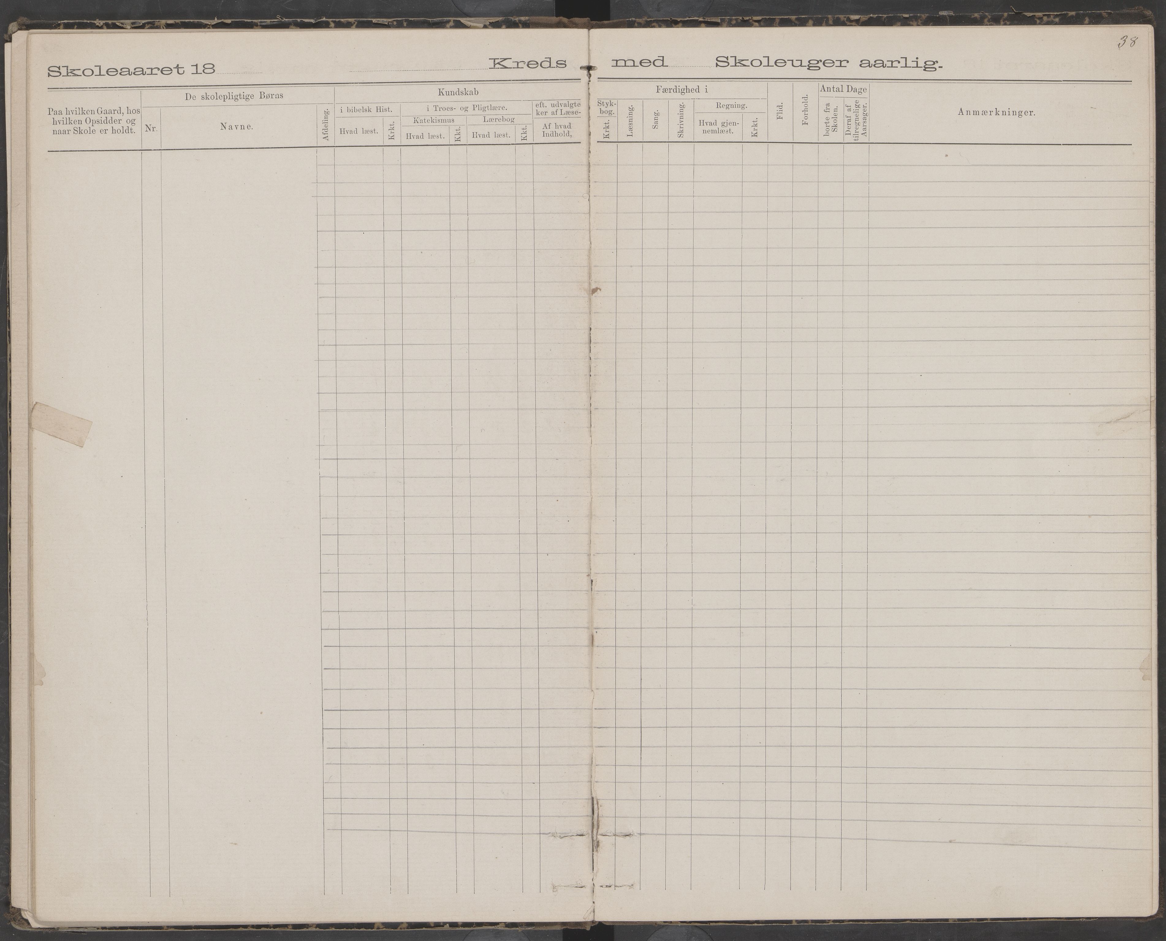 Dønna kommune. Snekkevik skolekrets, AIN/K-18270.510.07/442/L0002: Skoleprotokoll, 1888-1893