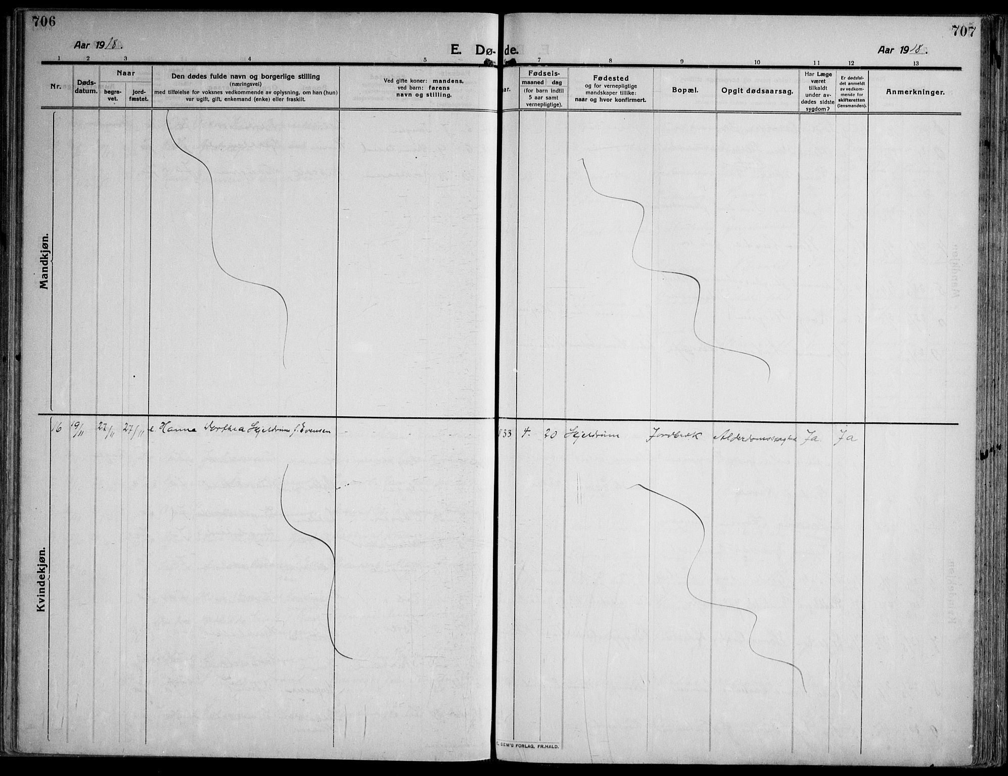 Skoger kirkebøker, AV/SAKO-A-59/F/Fa/L0007: Ministerialbok nr. I 7, 1911-1936, s. 706-707