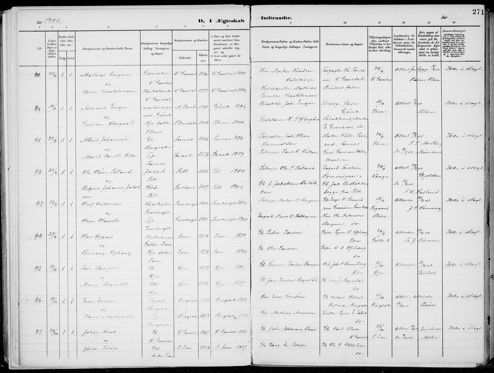 Lillehammer prestekontor, AV/SAH-PREST-088/H/Ha/Haa/L0001: Ministerialbok nr. 1, 1901-1916, s. 271