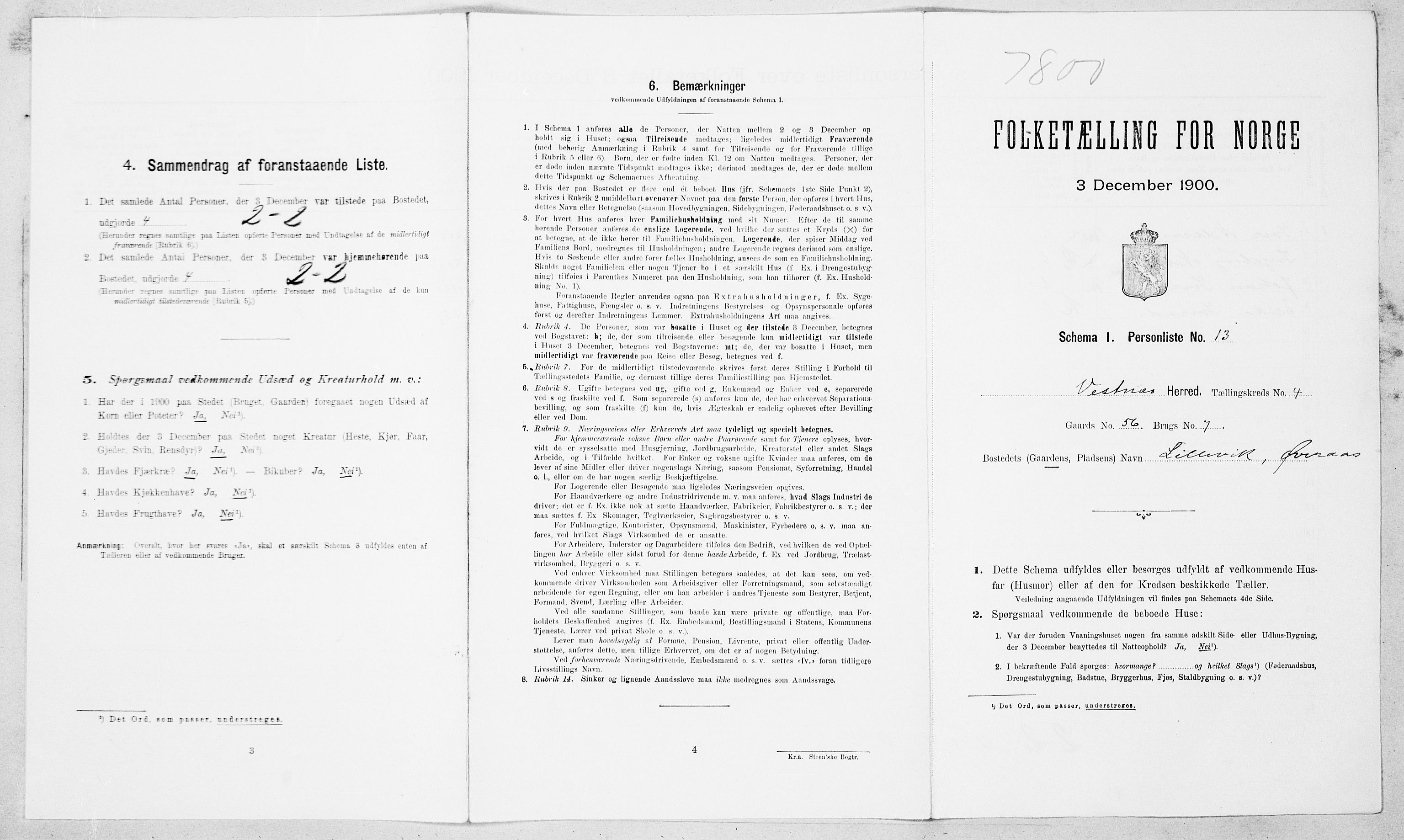 SAT, Folketelling 1900 for 1535 Vestnes herred, 1900, s. 475