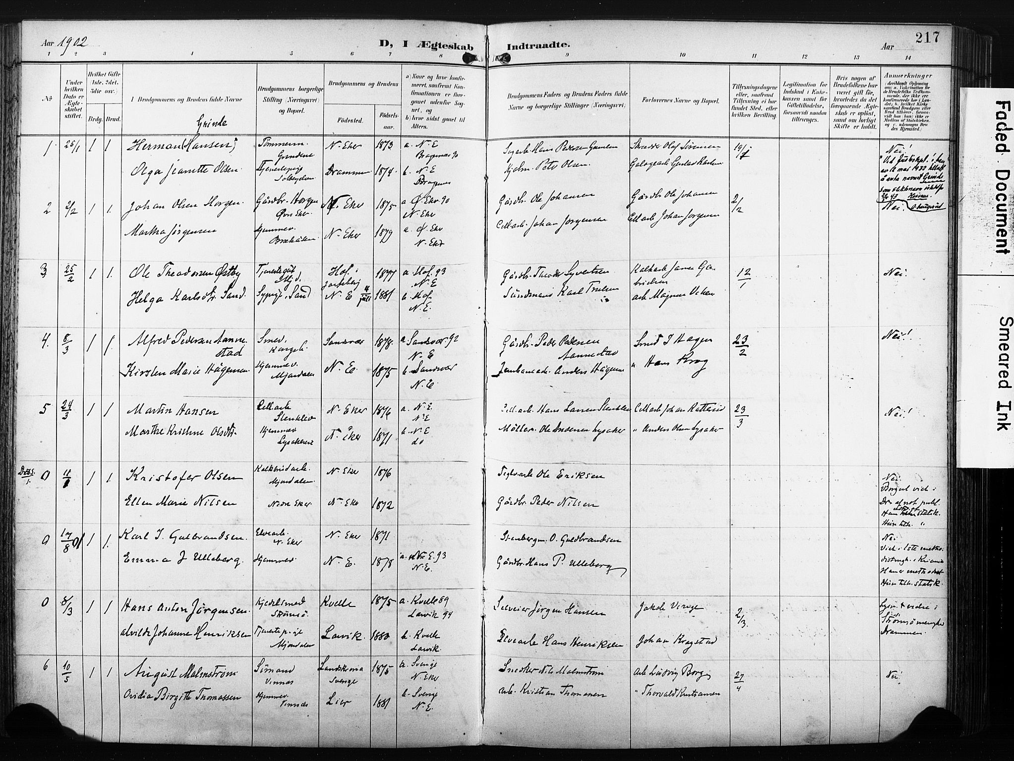 Nedre Eiker kirkebøker, AV/SAKO-A-612/F/Fa/L0005: Ministerialbok nr. 5, 1898-1905, s. 217
