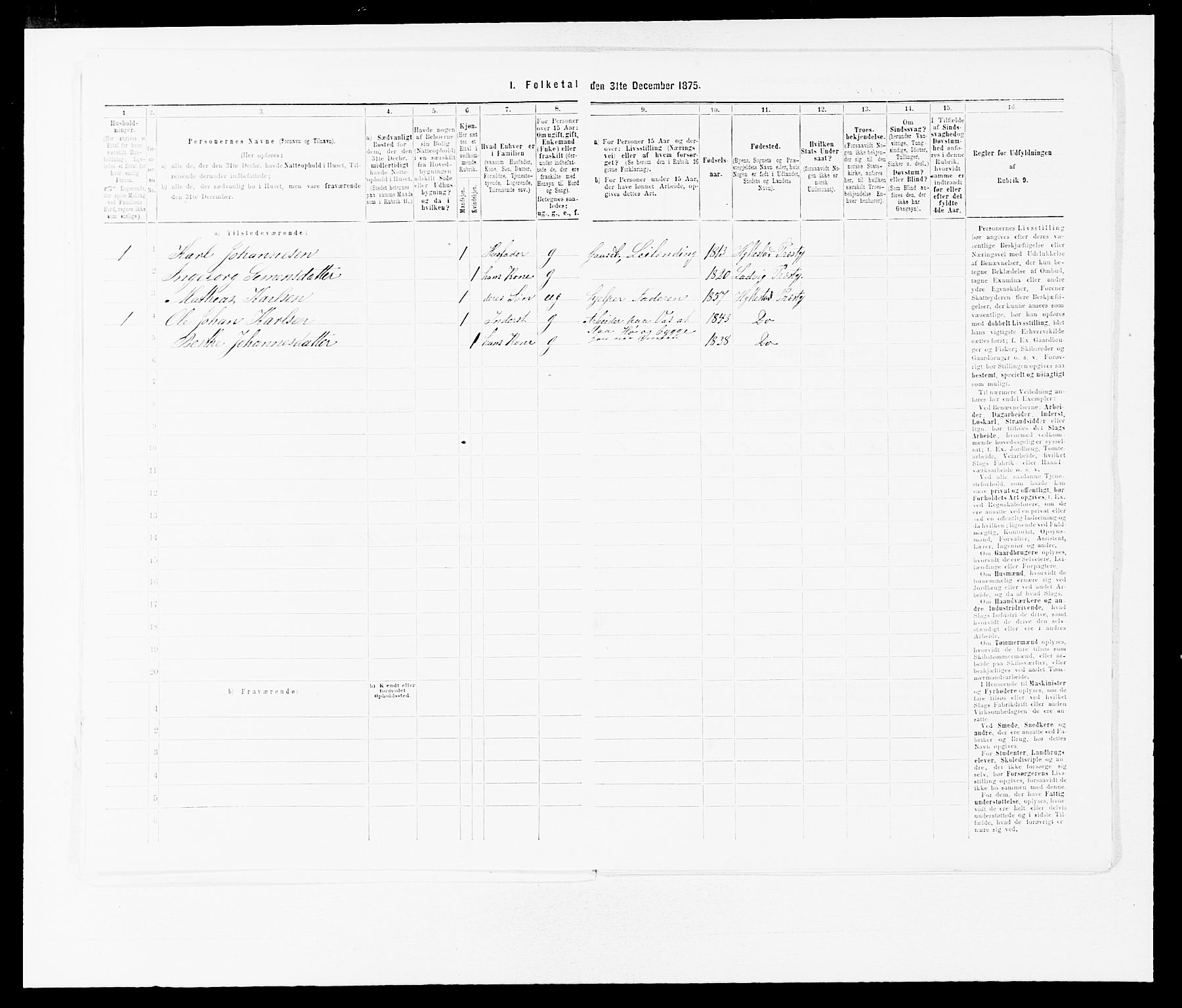 SAB, Folketelling 1875 for 1413P Hyllestad prestegjeld, 1875, s. 158