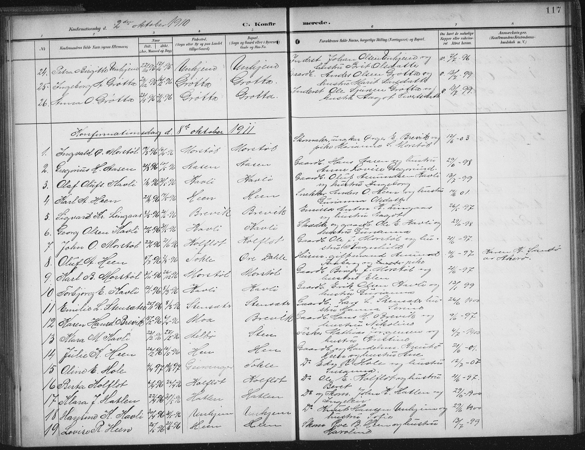 Ministerialprotokoller, klokkerbøker og fødselsregistre - Møre og Romsdal, SAT/A-1454/545/L0589: Klokkerbok nr. 545C03, 1902-1937, s. 117