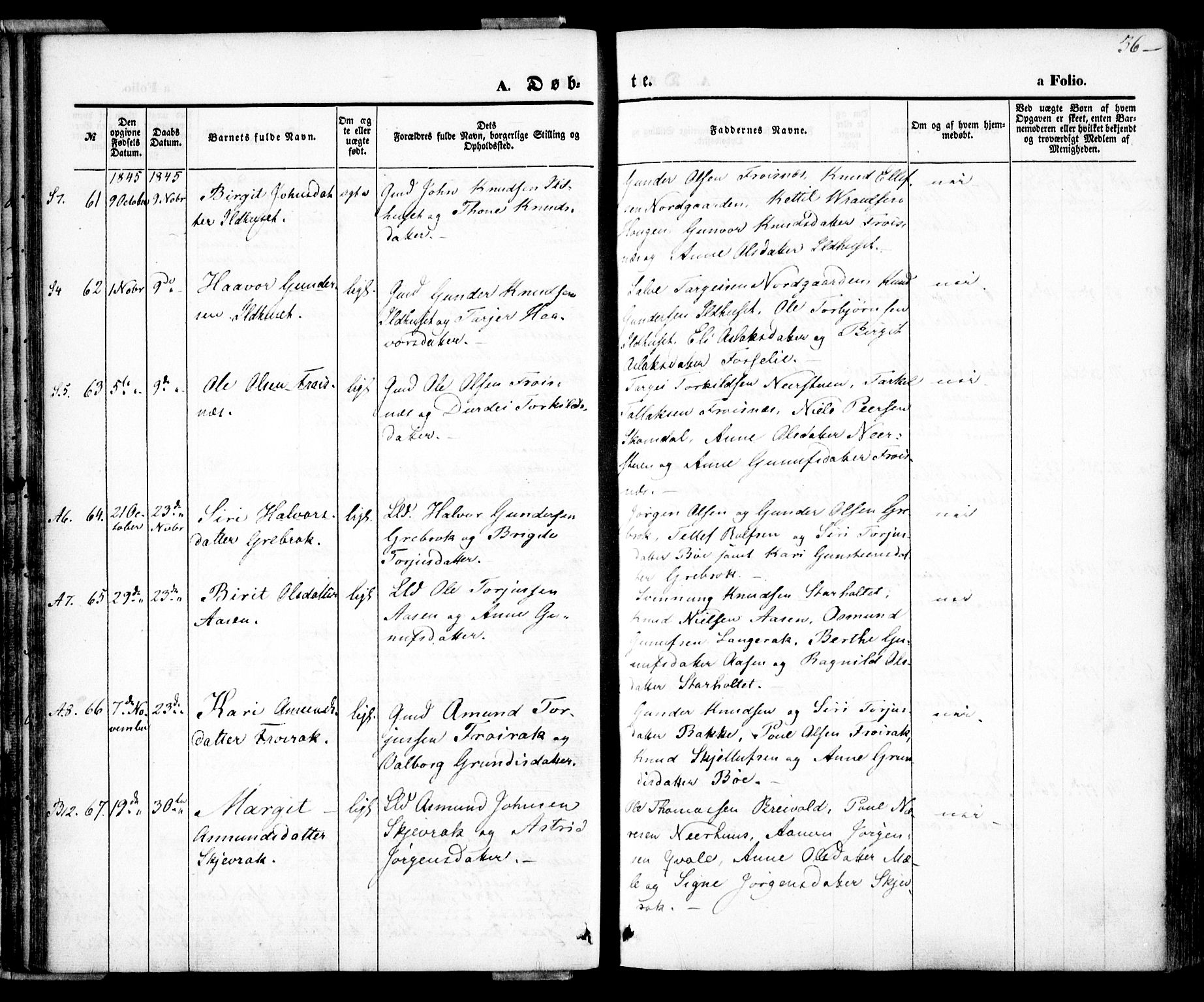 Bygland sokneprestkontor, AV/SAK-1111-0006/F/Fa/Fab/L0004: Ministerialbok nr. A 4, 1842-1858, s. 36