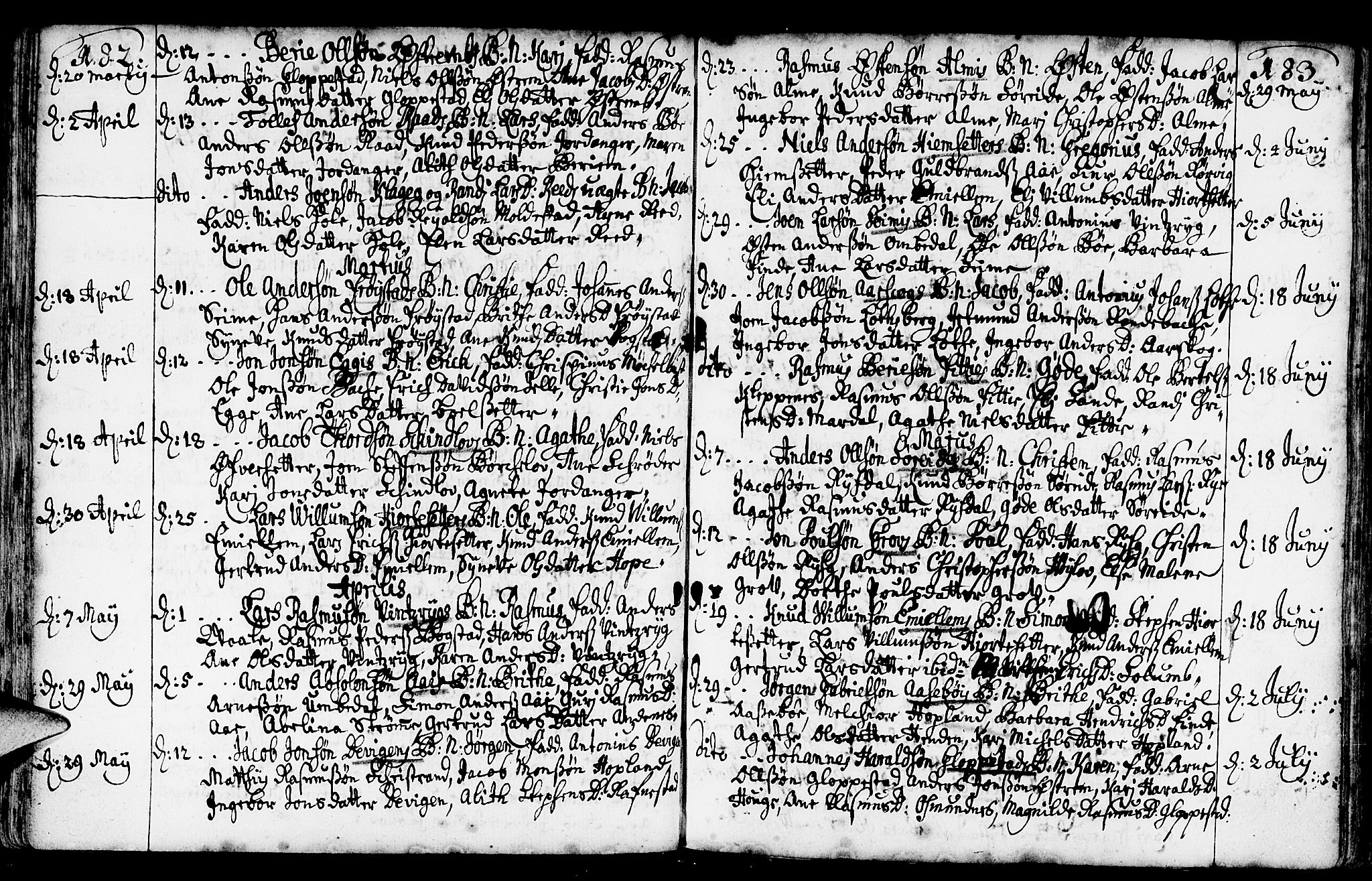 Gloppen sokneprestembete, AV/SAB-A-80101/H/Haa/Haaa/L0002: Ministerialbok nr. A 2, 1712-1735, s. 182-183