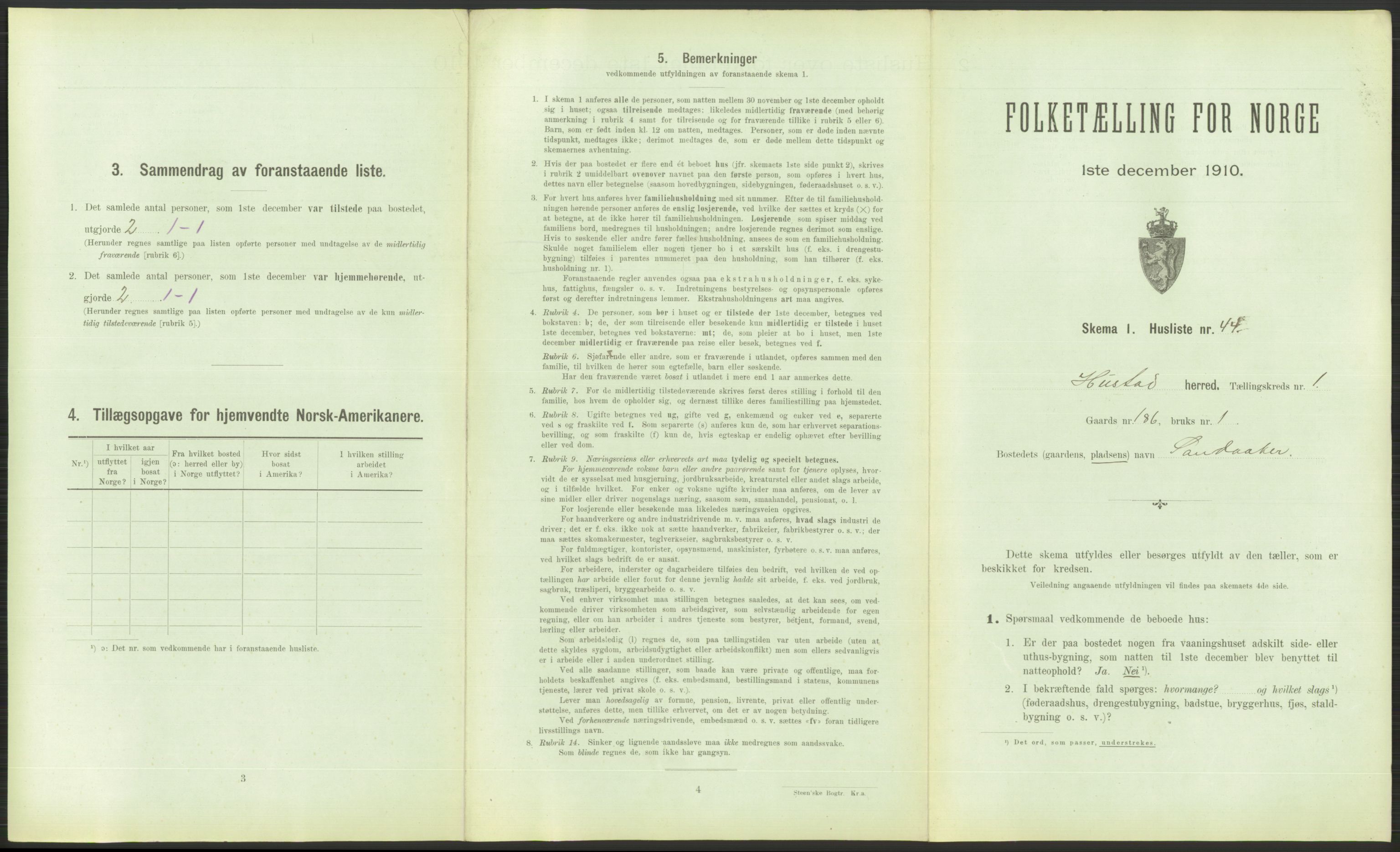 RA, Folketelling 1910 for 1728 Hustad (Sandvollan) herred, 1910, s. 101