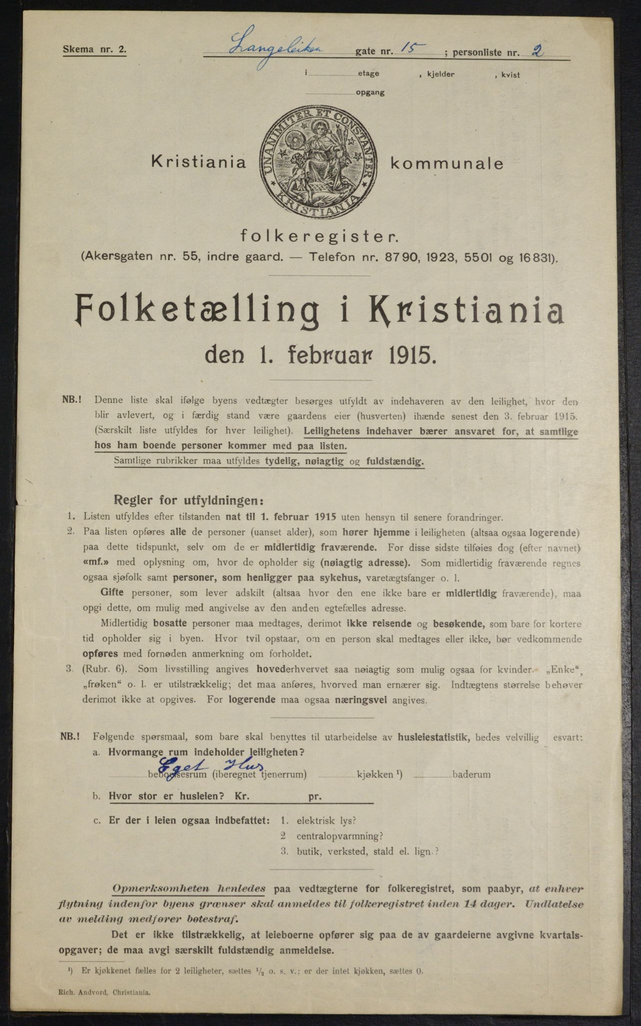 OBA, Kommunal folketelling 1.2.1915 for Kristiania, 1915, s. 56569