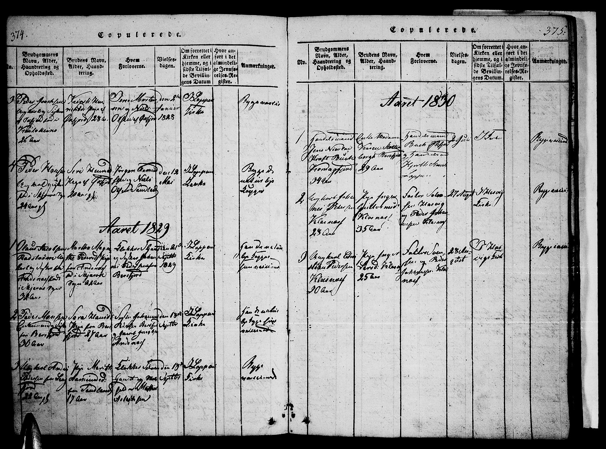 Loppa sokneprestkontor, AV/SATØ-S-1339/H/Ha/L0003kirke: Ministerialbok nr. 3, 1820-1848, s. 374-375