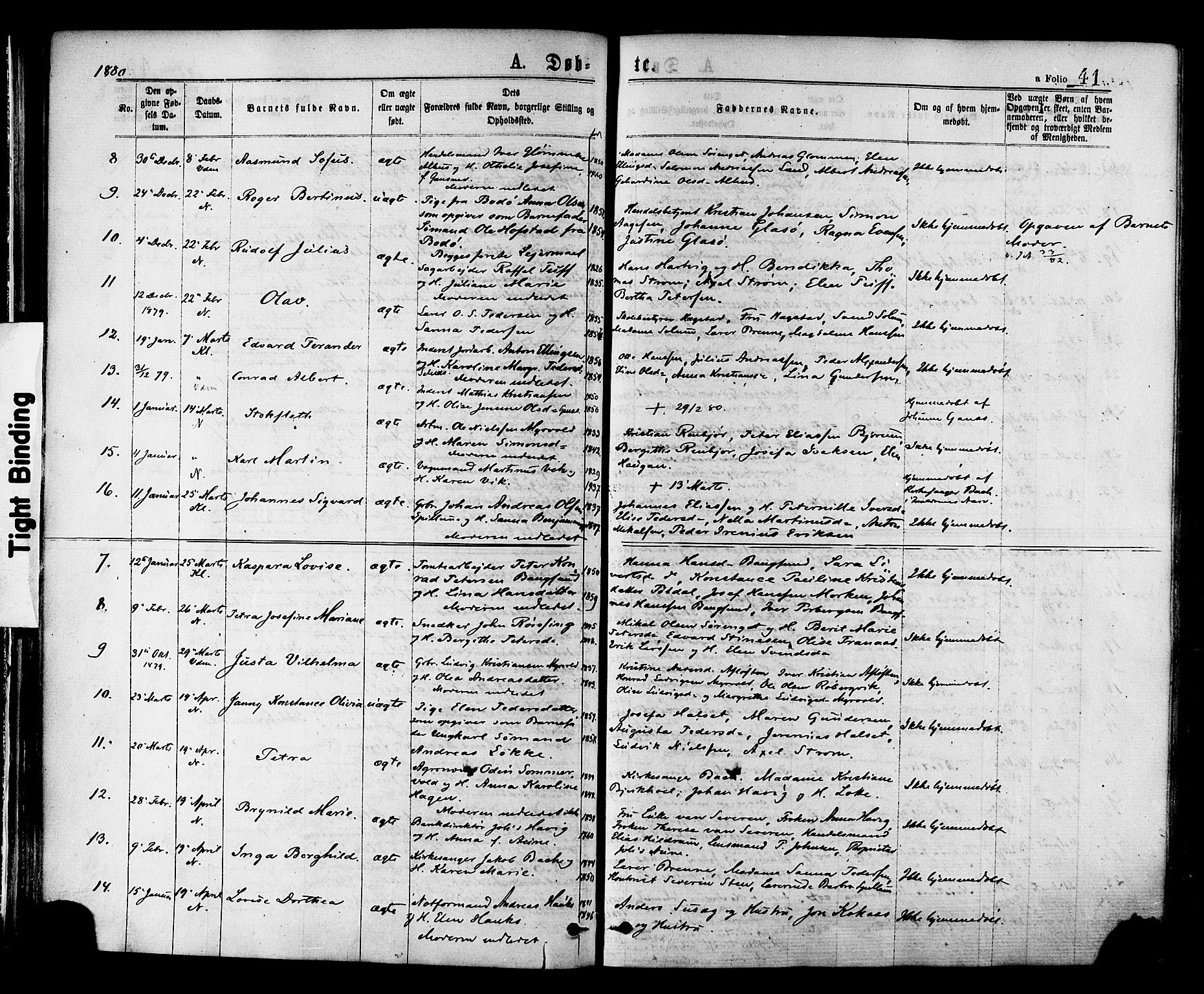 Ministerialprotokoller, klokkerbøker og fødselsregistre - Nord-Trøndelag, AV/SAT-A-1458/768/L0572: Ministerialbok nr. 768A07, 1874-1886, s. 41