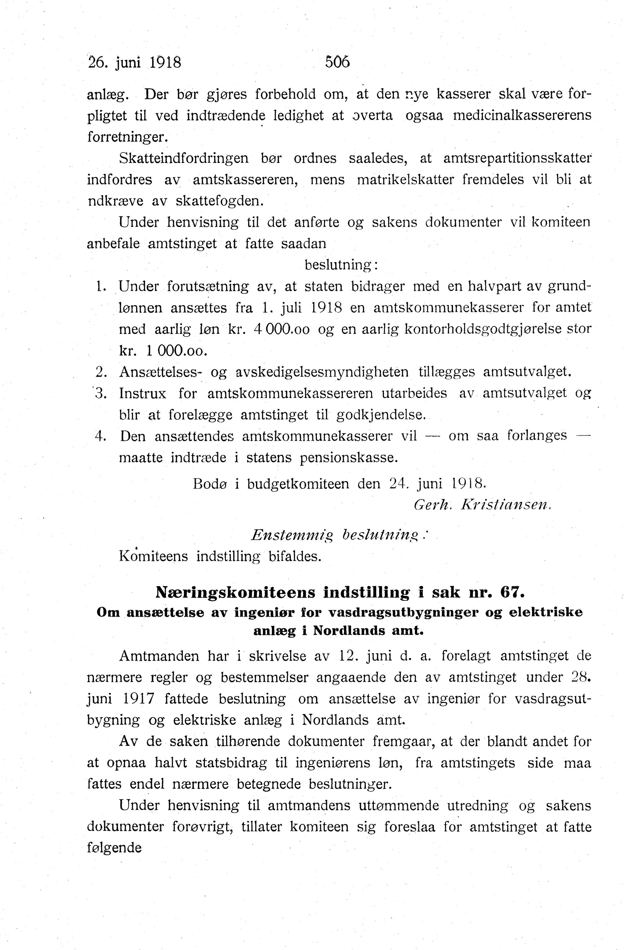 Nordland Fylkeskommune. Fylkestinget, AIN/NFK-17/176/A/Ac/L0041: Fylkestingsforhandlinger 1918, 1918