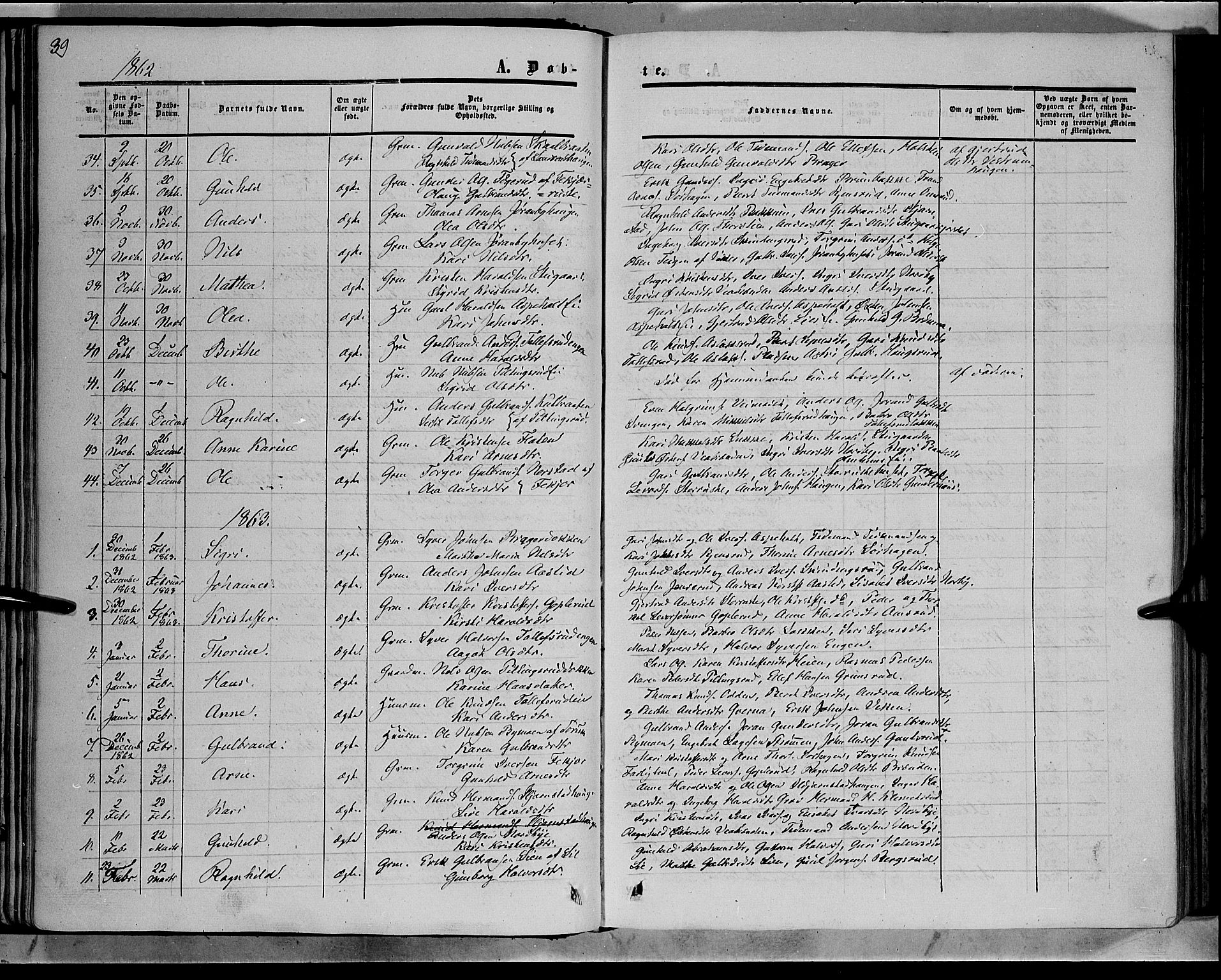 Sør-Aurdal prestekontor, AV/SAH-PREST-128/H/Ha/Haa/L0007: Ministerialbok nr. 7, 1849-1876, s. 39