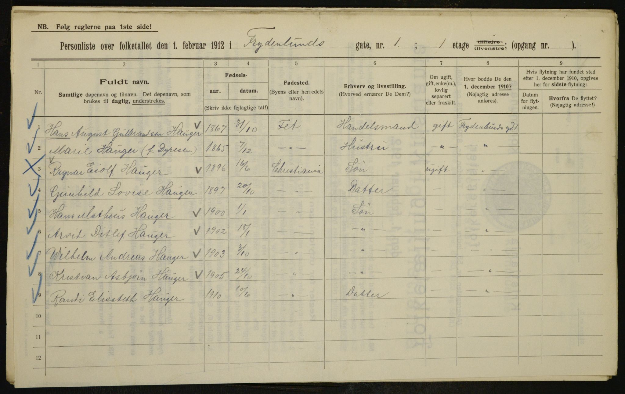 OBA, Kommunal folketelling 1.2.1912 for Kristiania, 1912, s. 27809