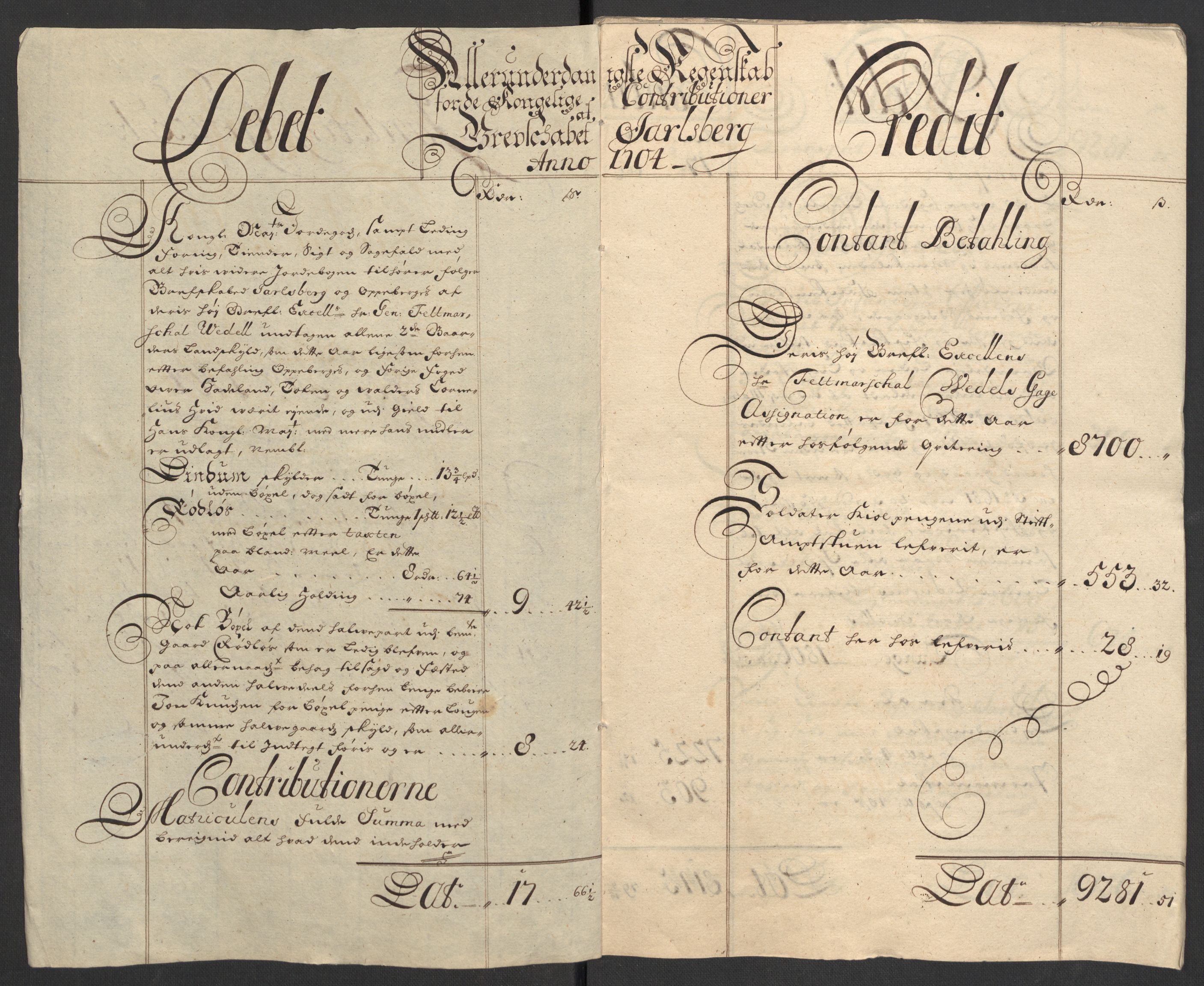 Rentekammeret inntil 1814, Reviderte regnskaper, Fogderegnskap, RA/EA-4092/R32/L1871: Fogderegnskap Jarlsberg grevskap, 1703-1705, s. 204
