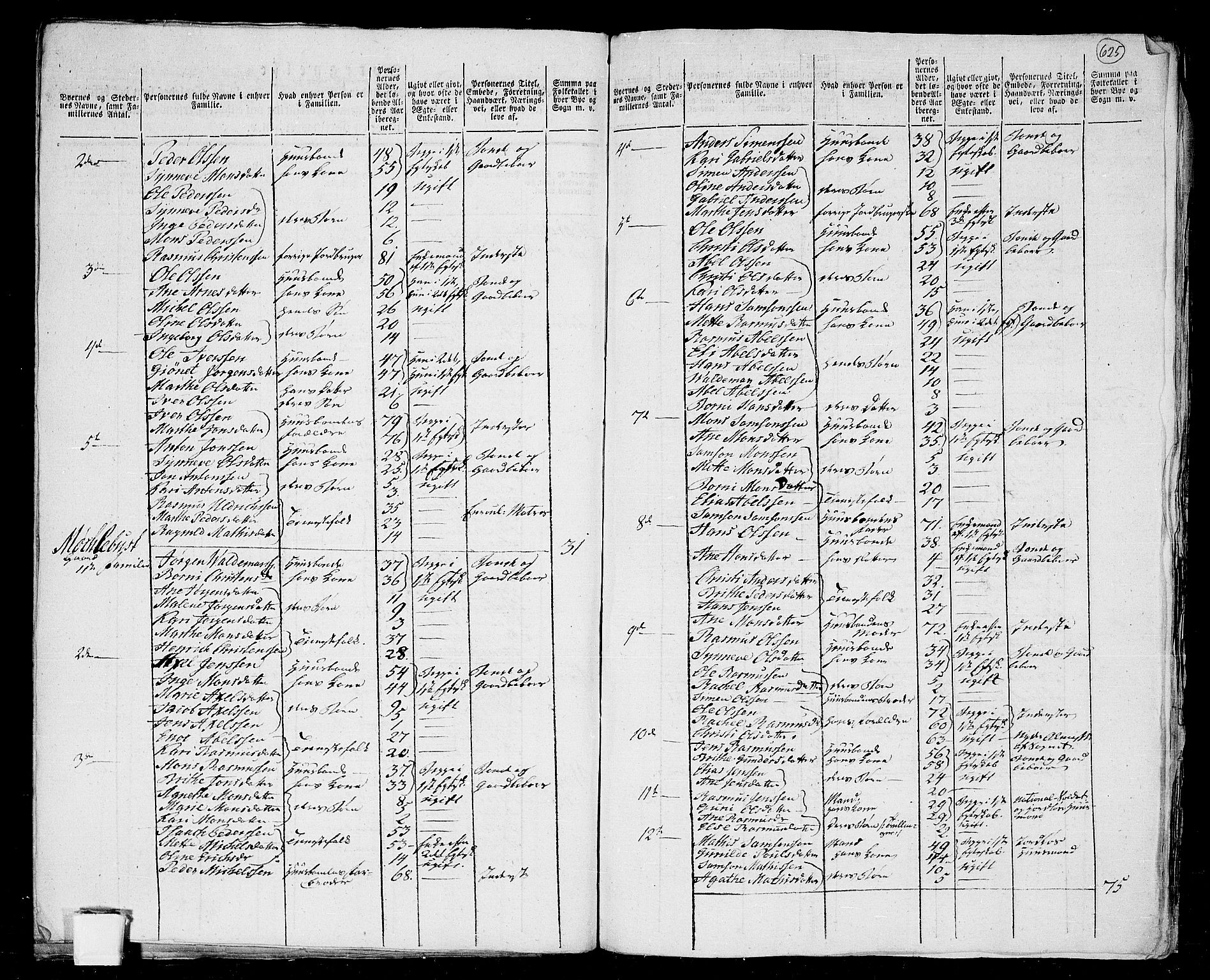 RA, Folketelling 1801 for 1442P Davik prestegjeld, 1801, s. 624b-625a