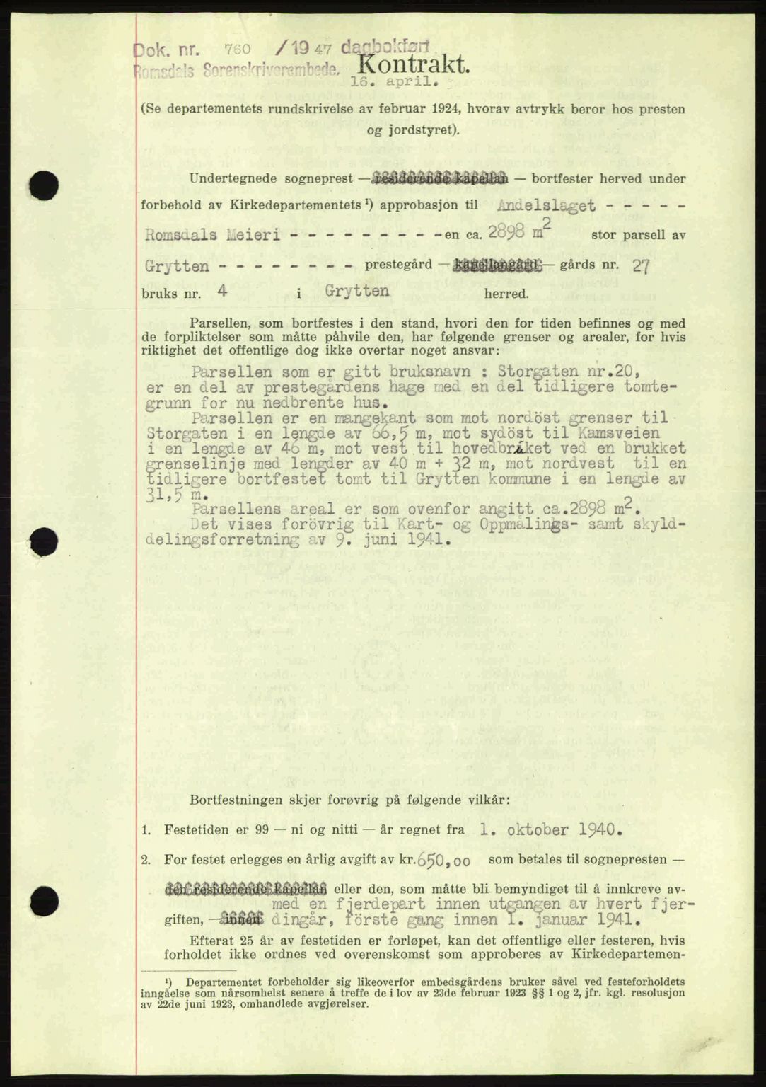 Romsdal sorenskriveri, SAT/A-4149/1/2/2C: Pantebok nr. A12, 1942-1942, Dagboknr: 760/1942
