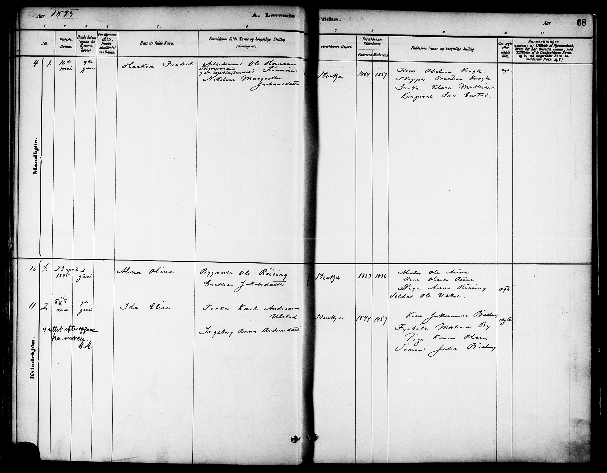 Ministerialprotokoller, klokkerbøker og fødselsregistre - Nord-Trøndelag, AV/SAT-A-1458/739/L0371: Ministerialbok nr. 739A03, 1881-1895, s. 68