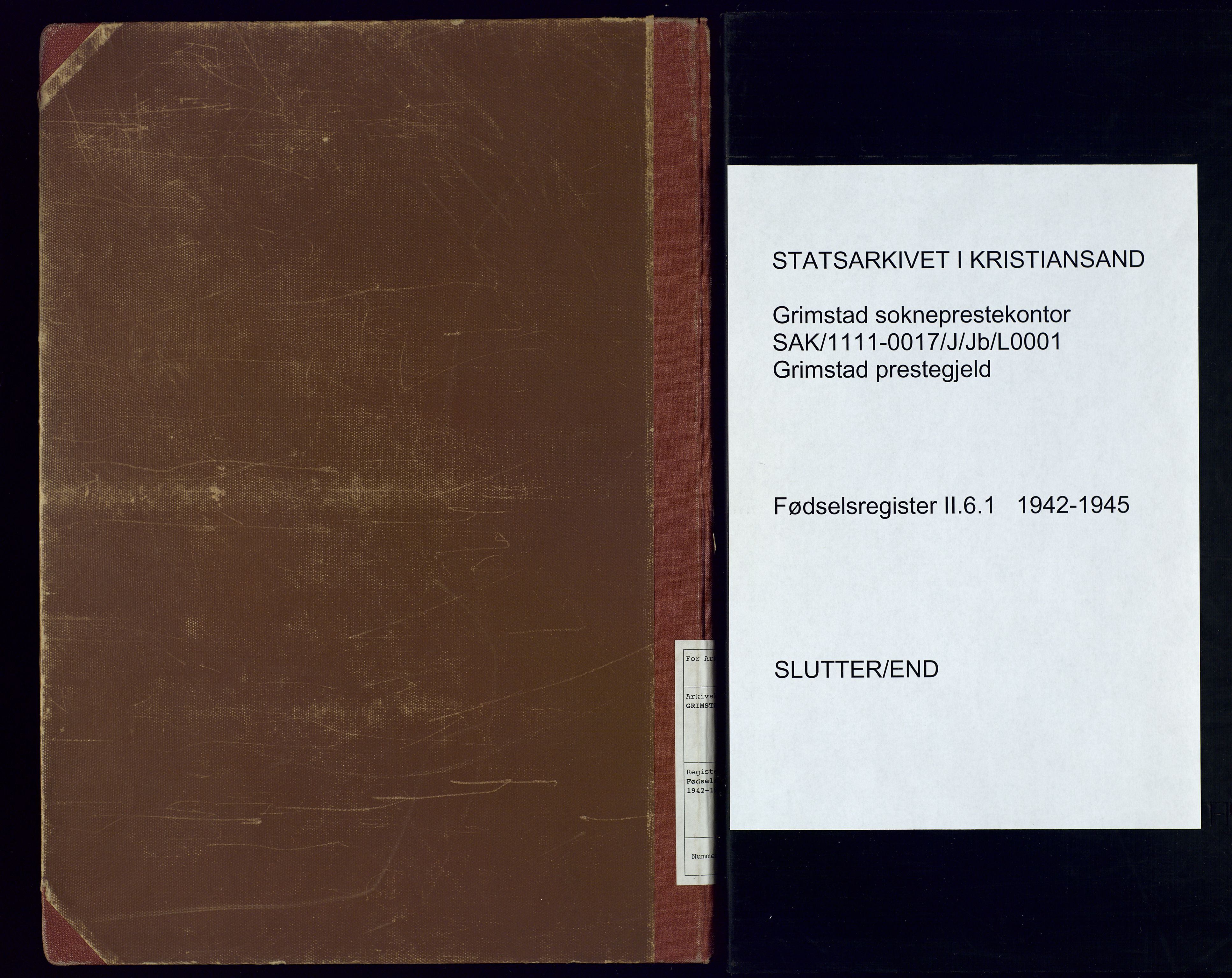 Grimstad sokneprestkontor, SAK/1111-0017/J/Jb/L0001: Fødselsregister nr. II.6.1, 1942-1945
