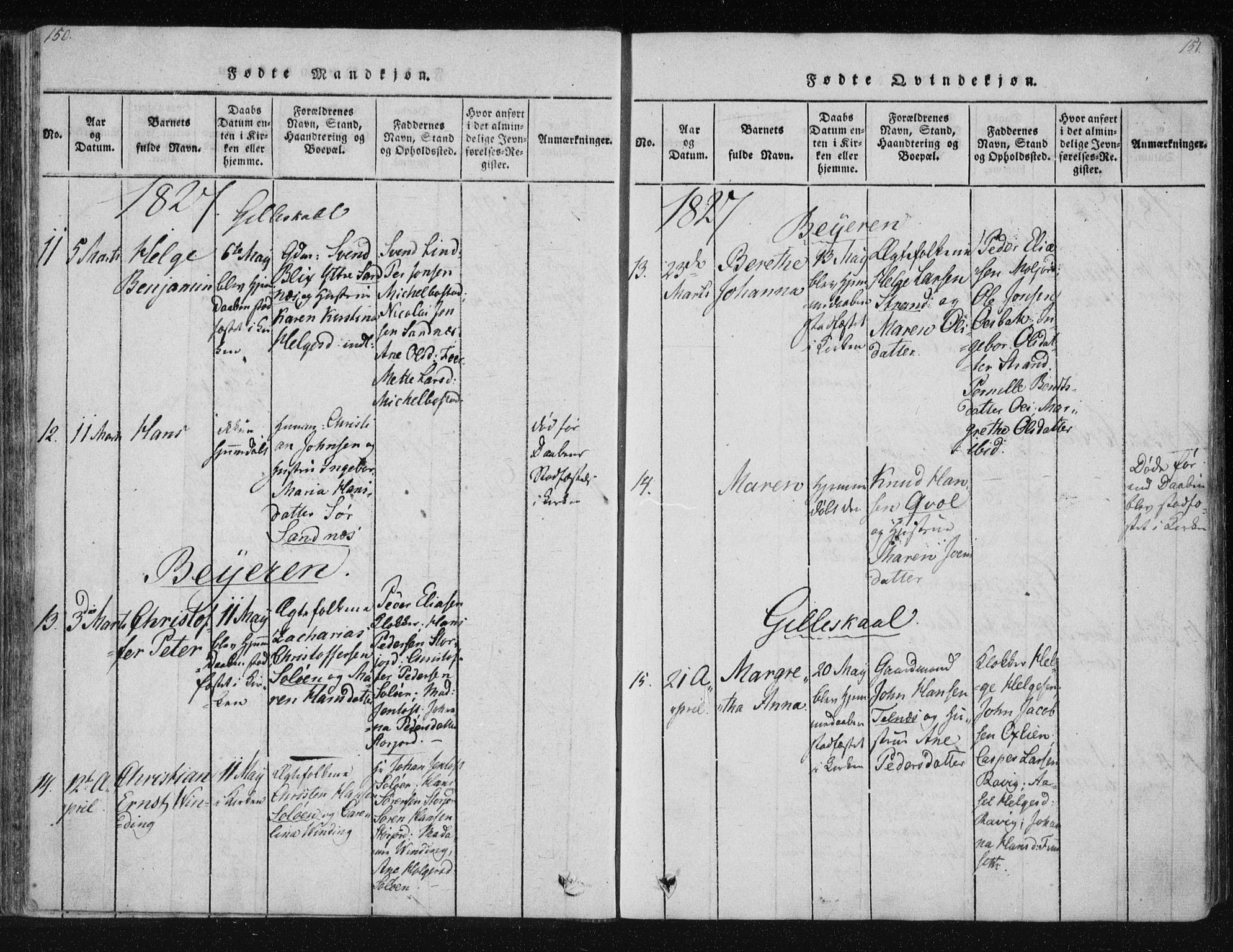 Ministerialprotokoller, klokkerbøker og fødselsregistre - Nordland, AV/SAT-A-1459/805/L0096: Ministerialbok nr. 805A03, 1820-1837, s. 150-151