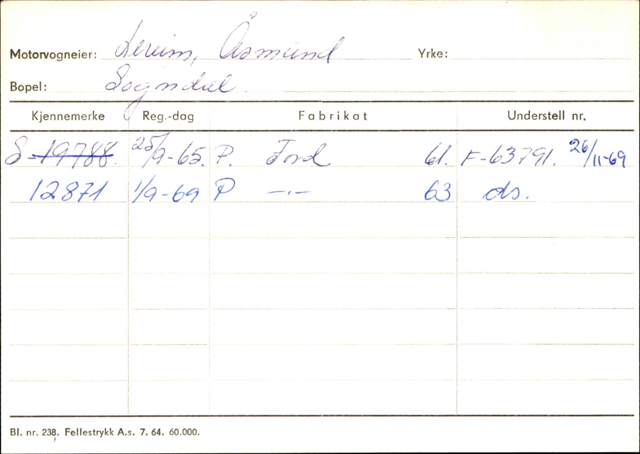 Statens vegvesen, Sogn og Fjordane vegkontor, AV/SAB-A-5301/4/F/L0124: Eigarregister Sogndal A-U, 1945-1975, s. 1463