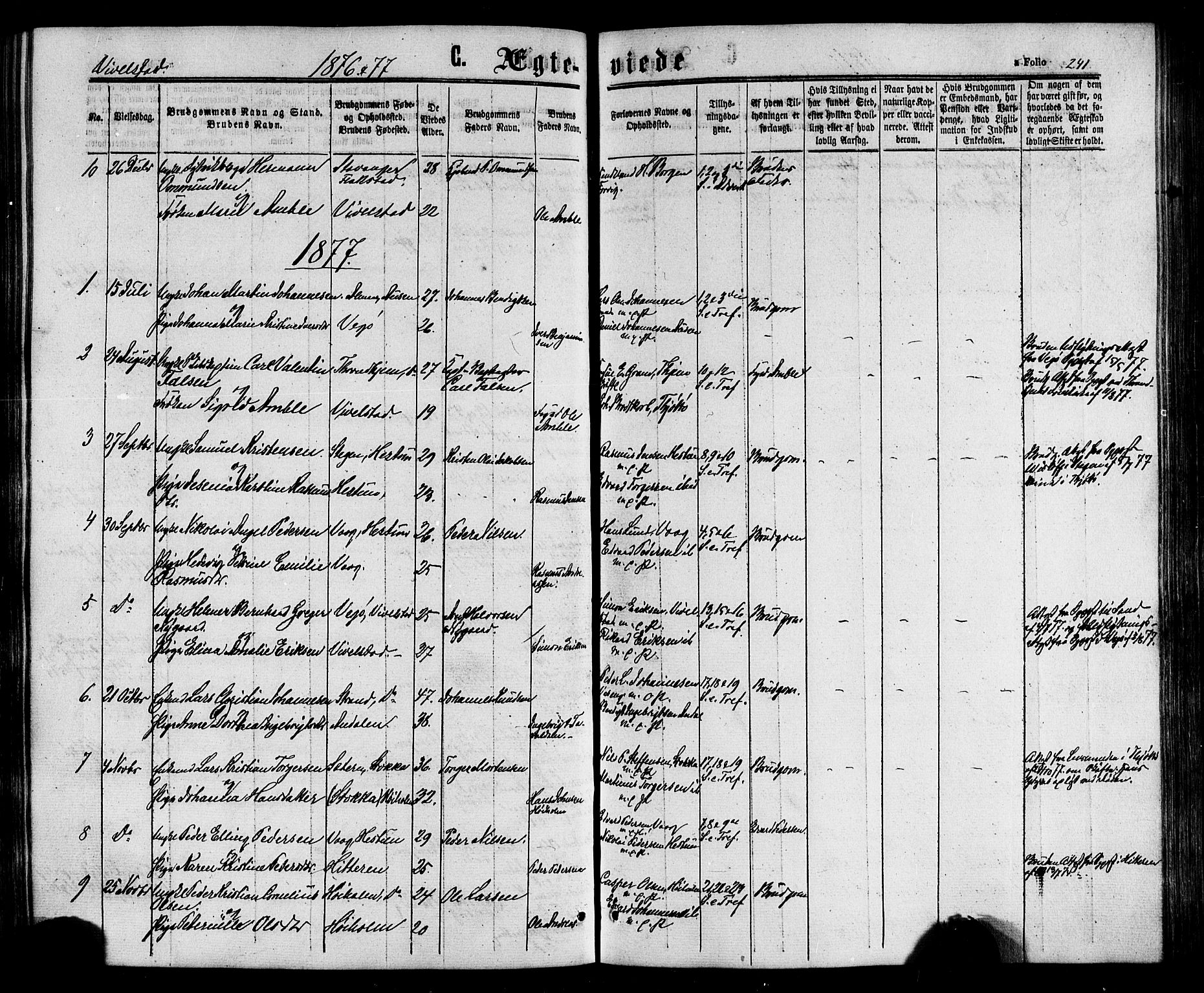 Ministerialprotokoller, klokkerbøker og fødselsregistre - Nordland, SAT/A-1459/817/L0262: Ministerialbok nr. 817A03 /2, 1867-1877, s. 241