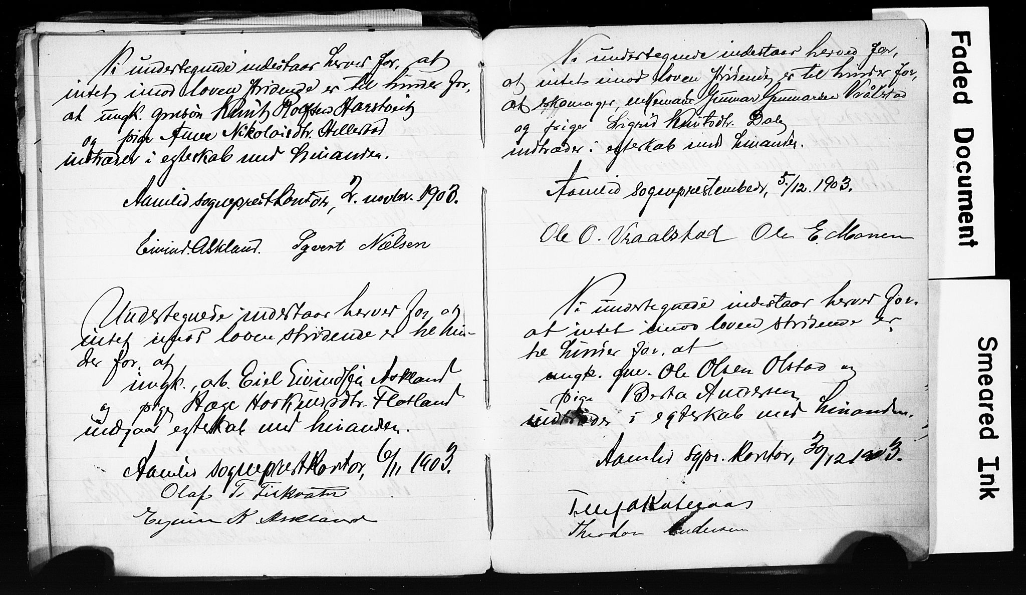 Åmli sokneprestkontor, AV/SAK-1111-0050/F/Fe/L0003: Forlovererklæringer nr. A VI 20, 1885-1905