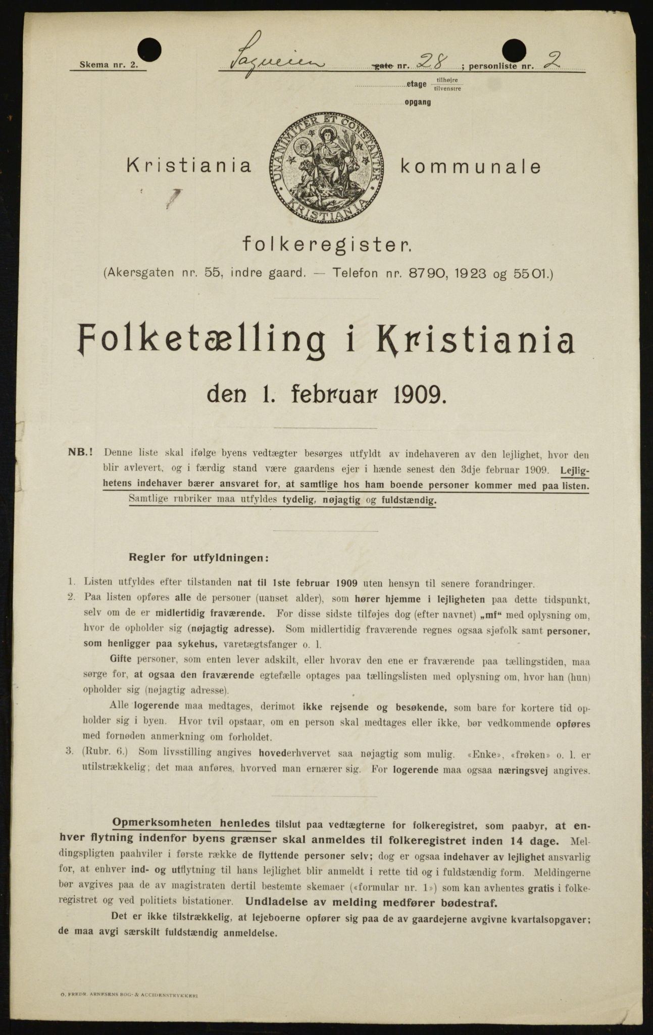 OBA, Kommunal folketelling 1.2.1909 for Kristiania kjøpstad, 1909, s. 78796