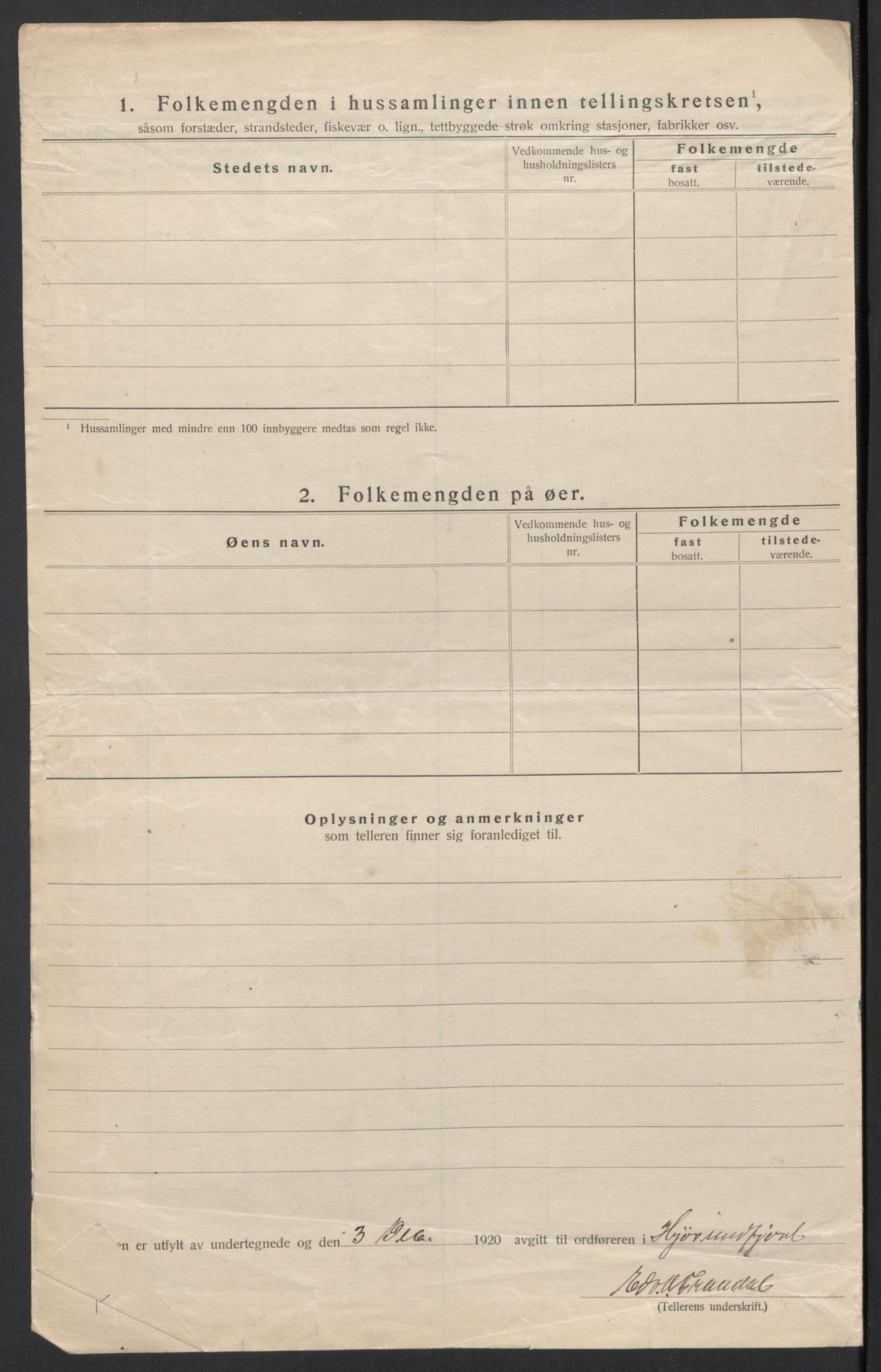 SAT, Folketelling 1920 for 1522 Hjørundfjord herred, 1920, s. 9