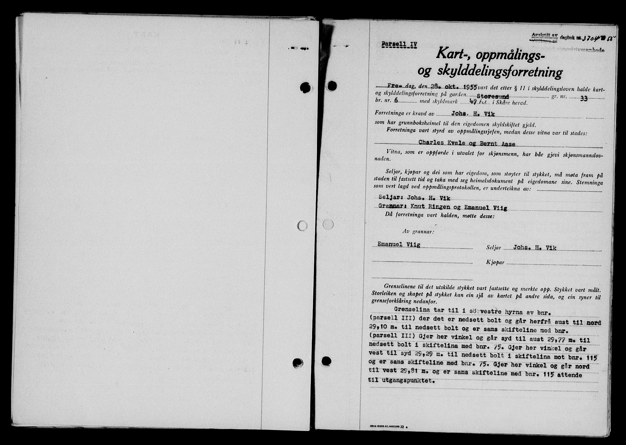 Karmsund sorenskriveri, SAST/A-100311/01/II/IIB/L0117: Pantebok nr. 97Aa, 1955-1955, Dagboknr: 3704/1955