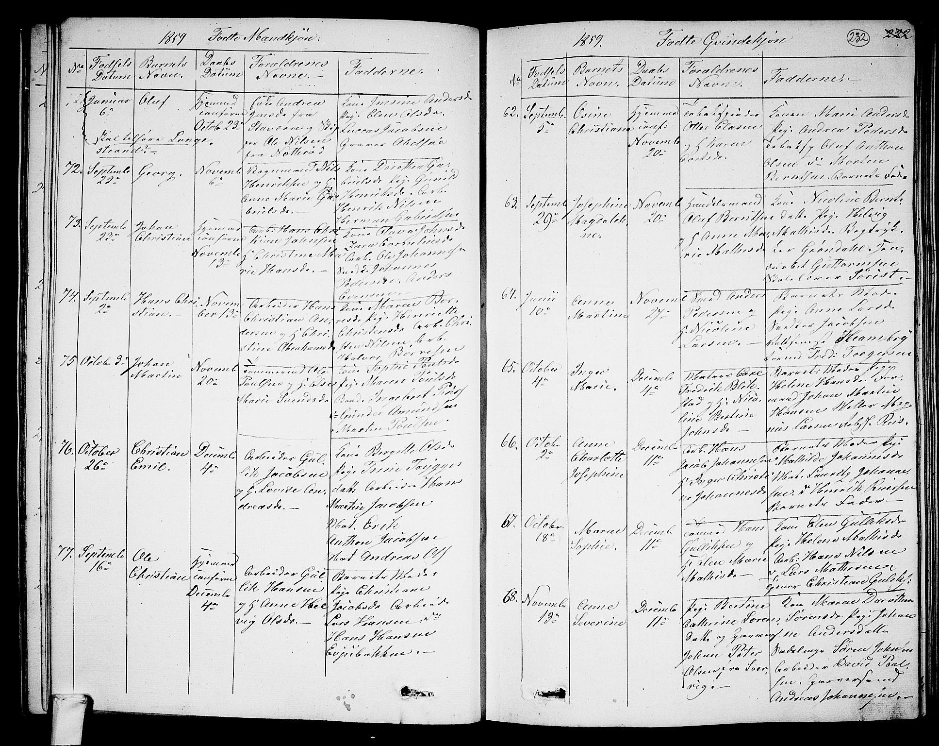 Larvik kirkebøker, AV/SAKO-A-352/G/Ga/L0003a: Klokkerbok nr. I 3A, 1830-1870, s. 232