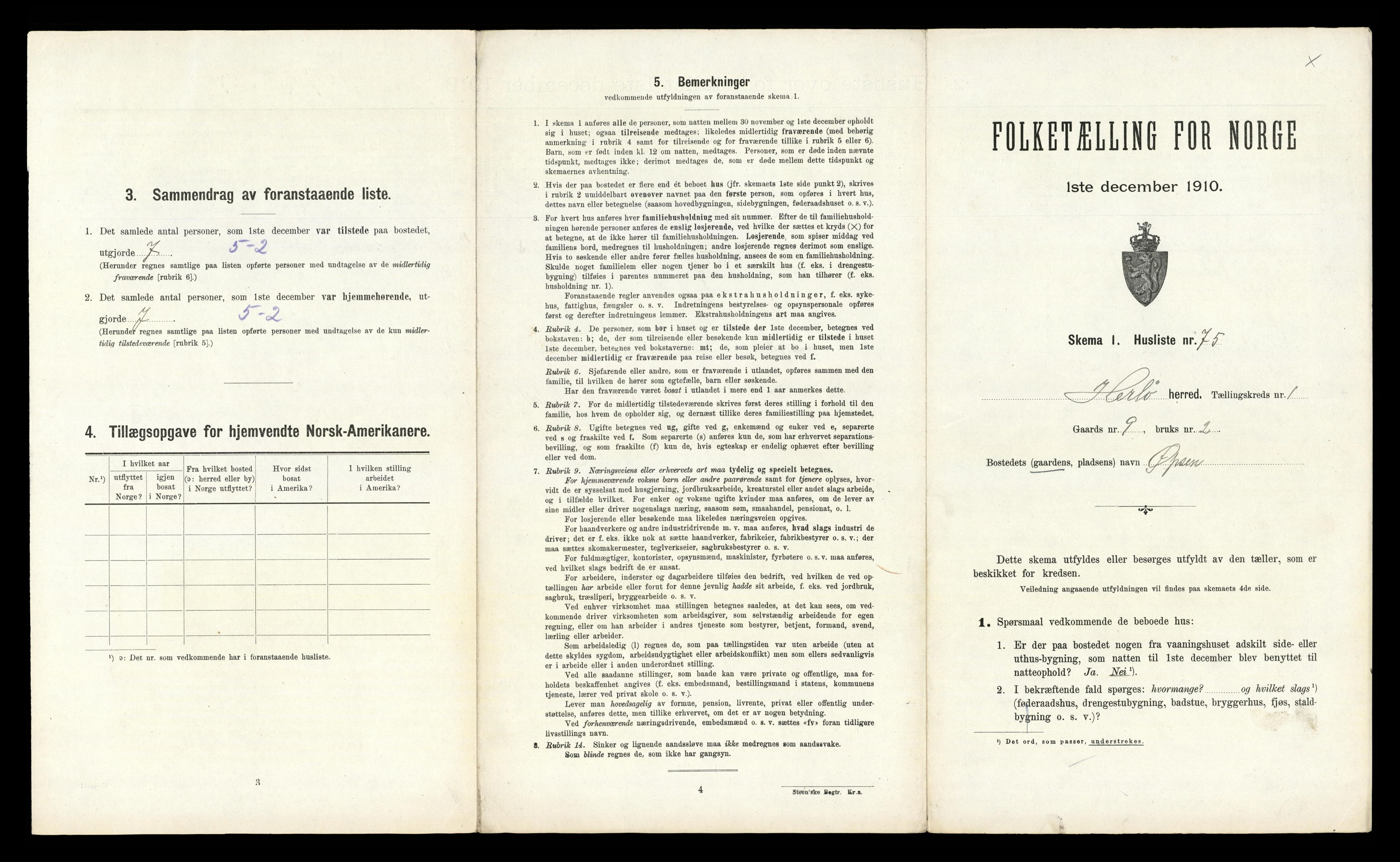 RA, Folketelling 1910 for 1258 Herdla herred, 1910, s. 186