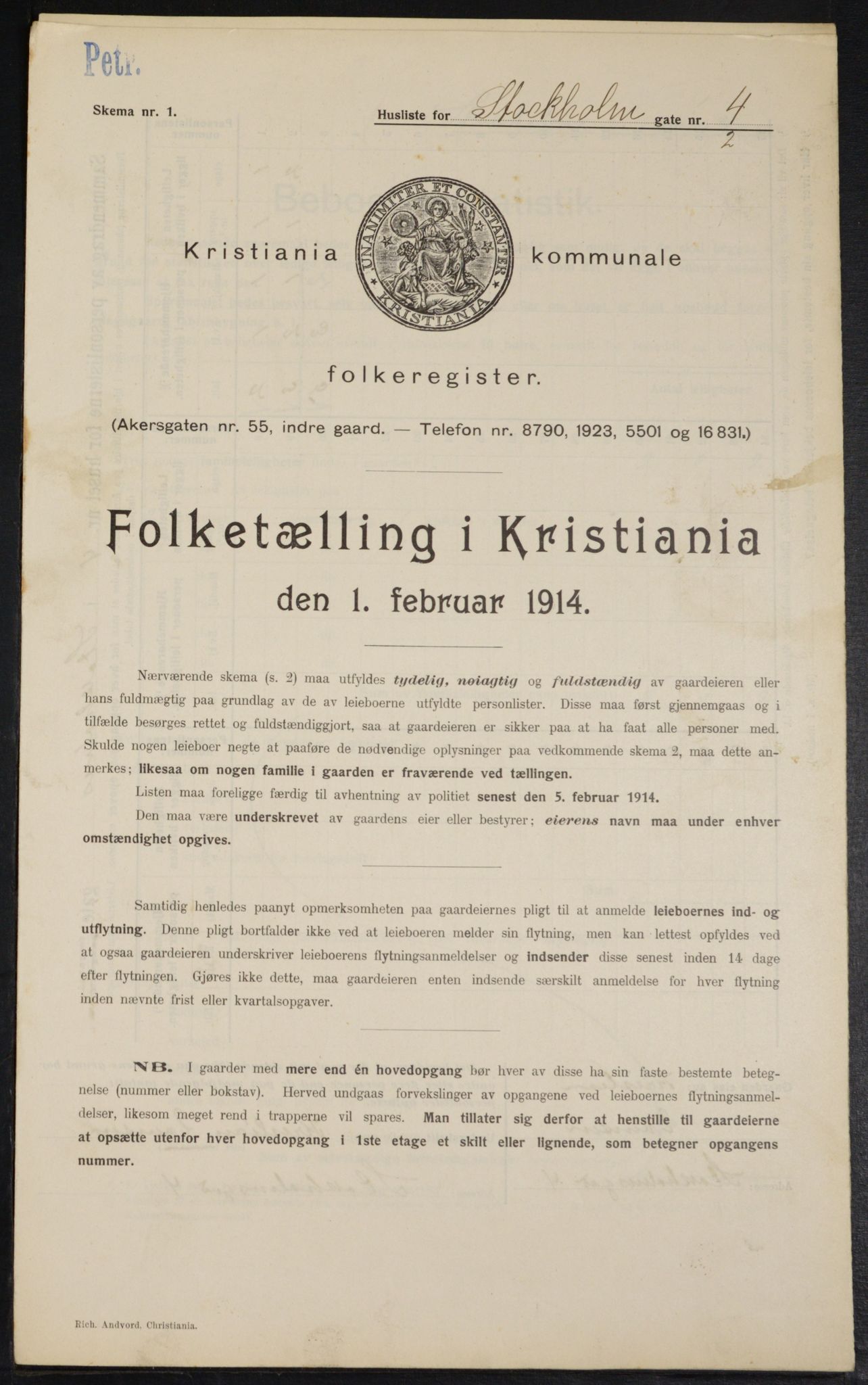 OBA, Kommunal folketelling 1.2.1914 for Kristiania, 1914, s. 103040