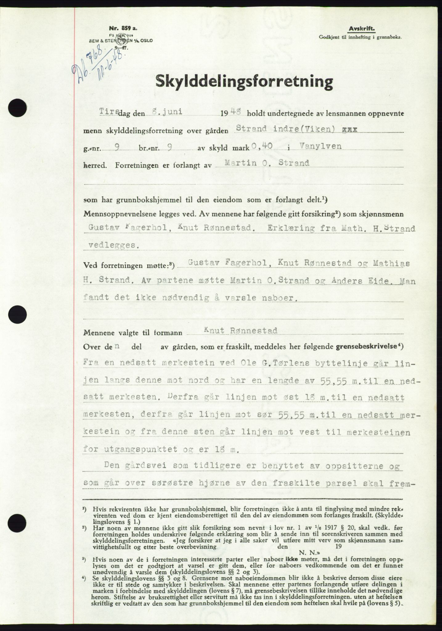 Søre Sunnmøre sorenskriveri, SAT/A-4122/1/2/2C/L0082: Pantebok nr. 8A, 1948-1948, Dagboknr: 768/1948