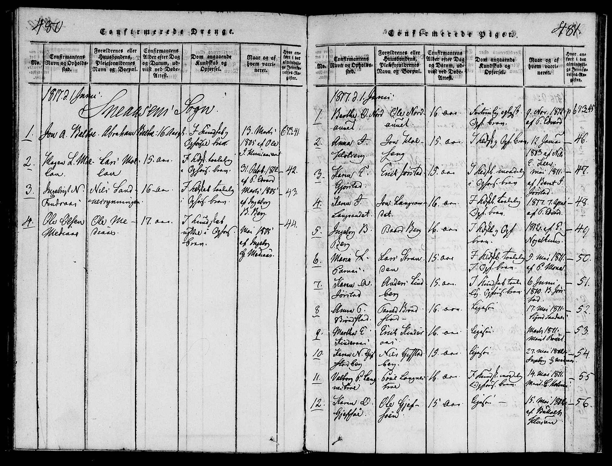 Ministerialprotokoller, klokkerbøker og fødselsregistre - Nord-Trøndelag, SAT/A-1458/749/L0479: Klokkerbok nr. 749C01, 1817-1829, s. 480-481